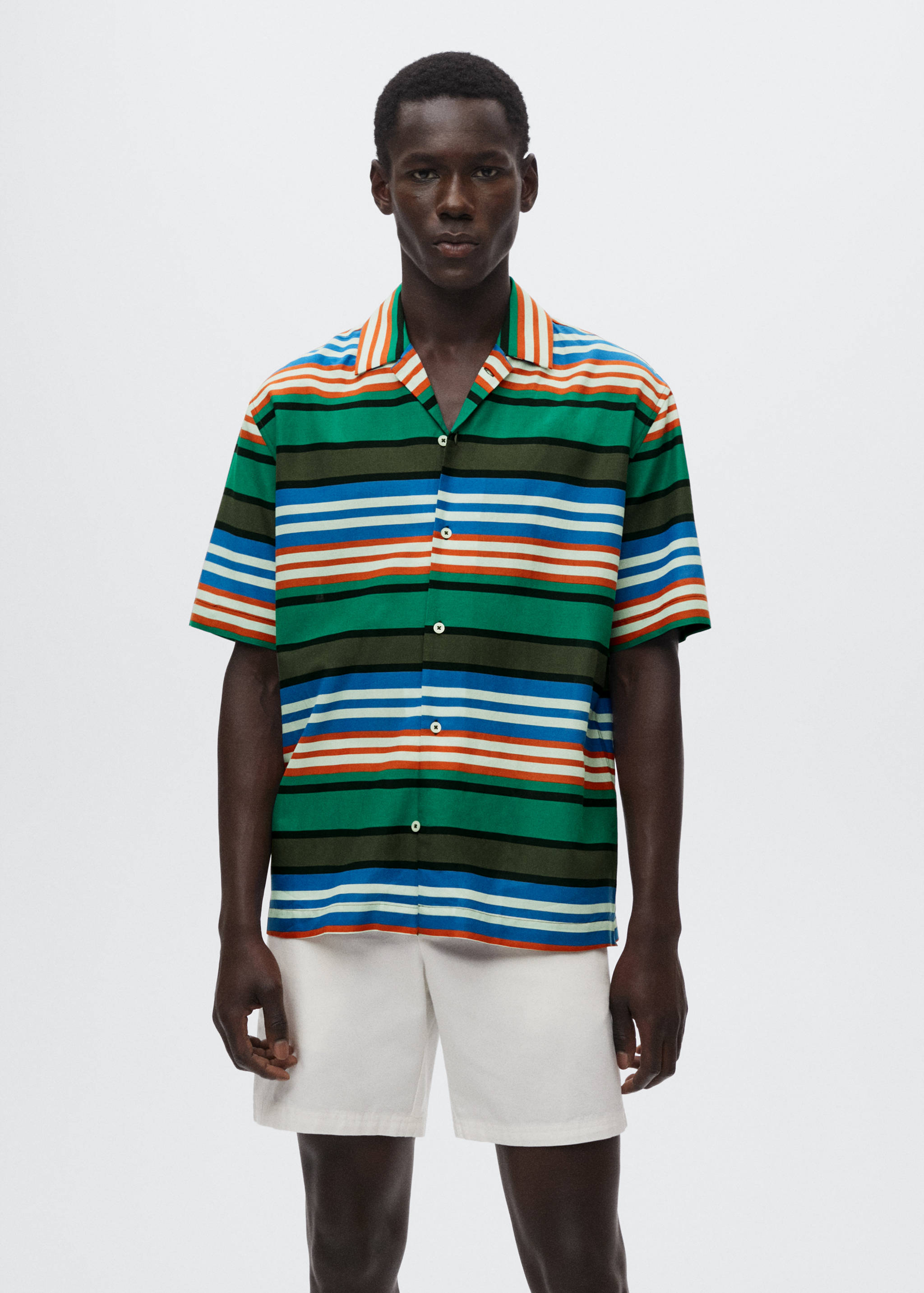 Splývavá pruhovaná košile - Náhled ve středové rovině