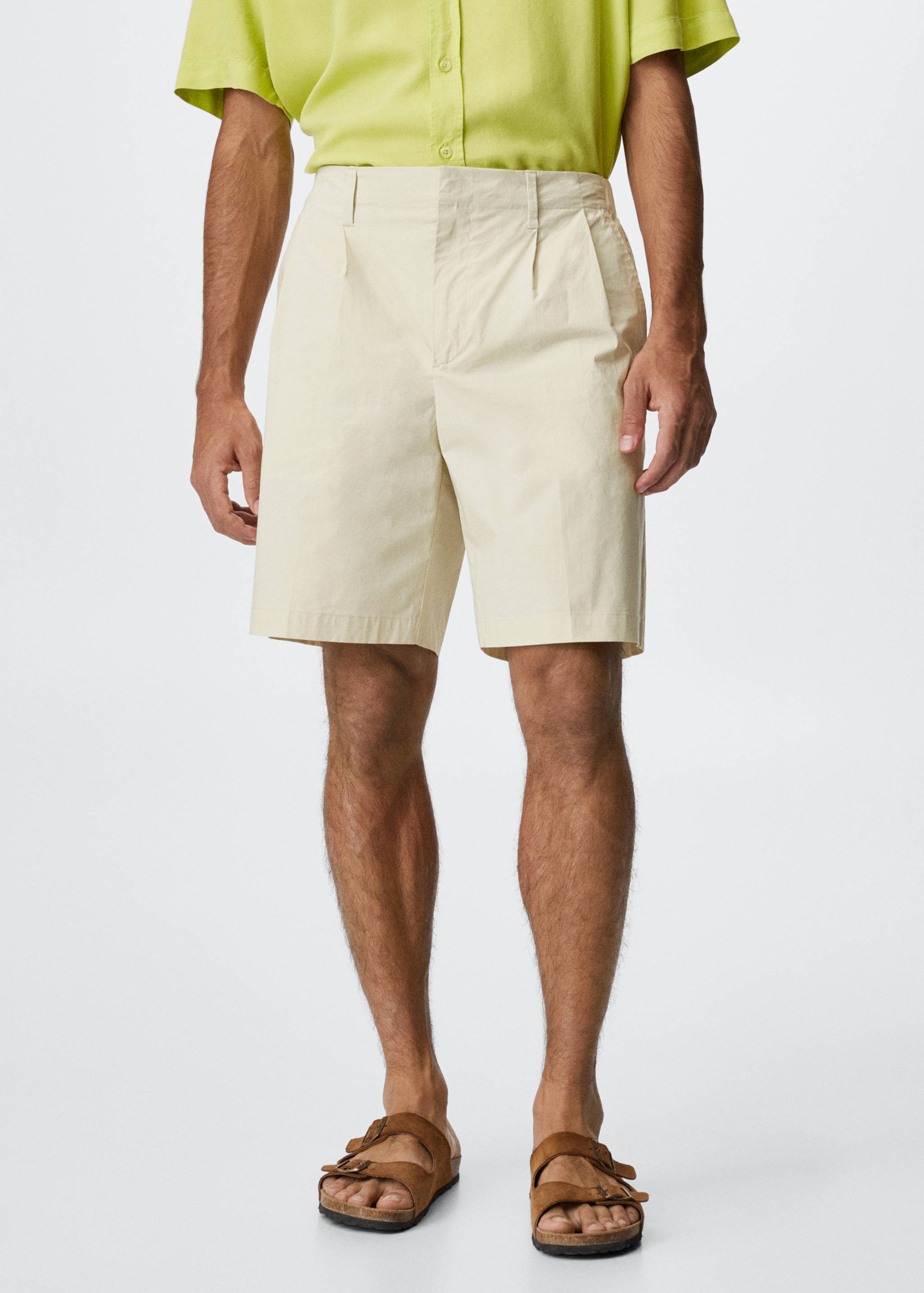 Cotton pleated Bermuda shorts - Medium plane