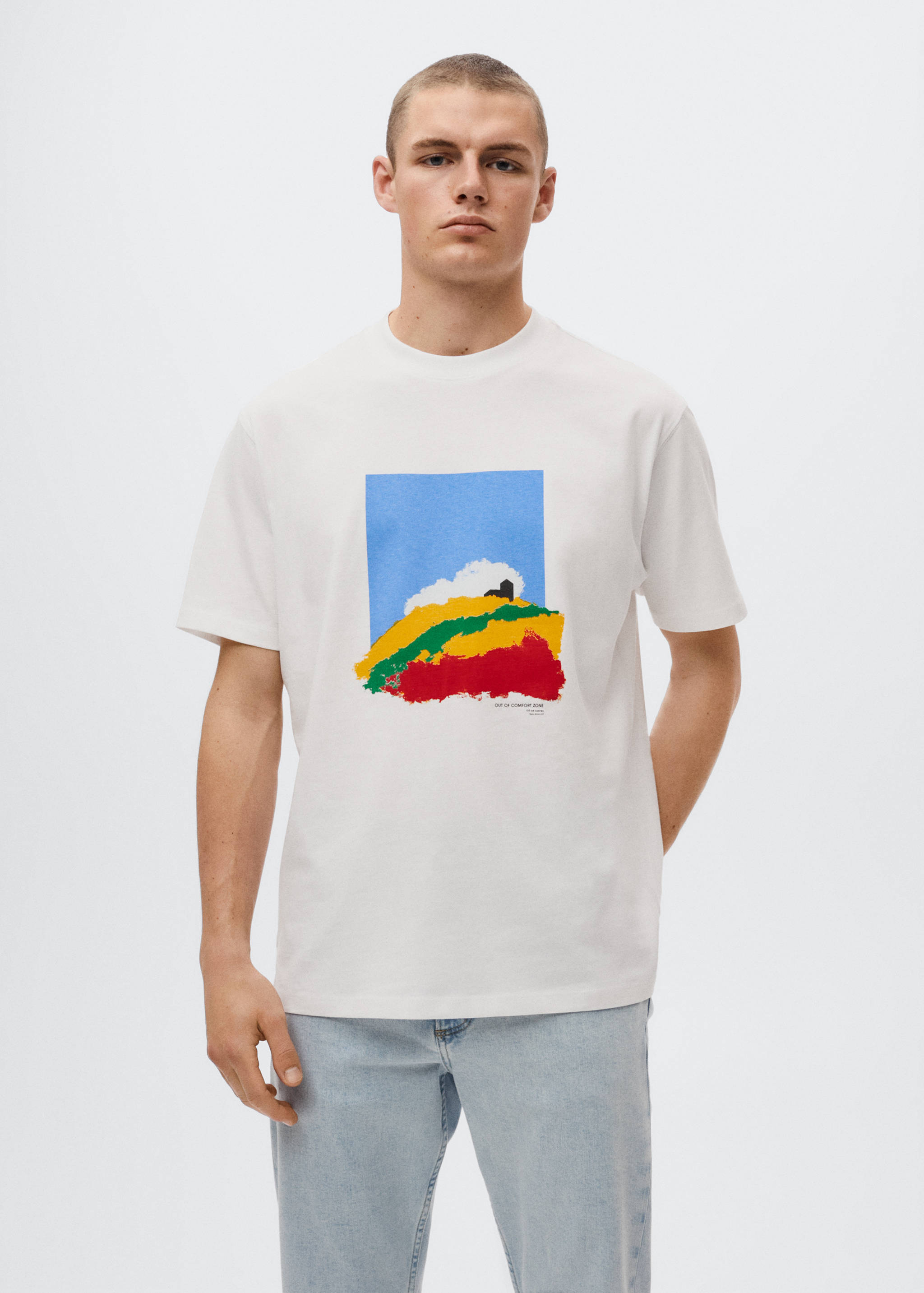 Printed cotton-blend T-shirt - Medium plane