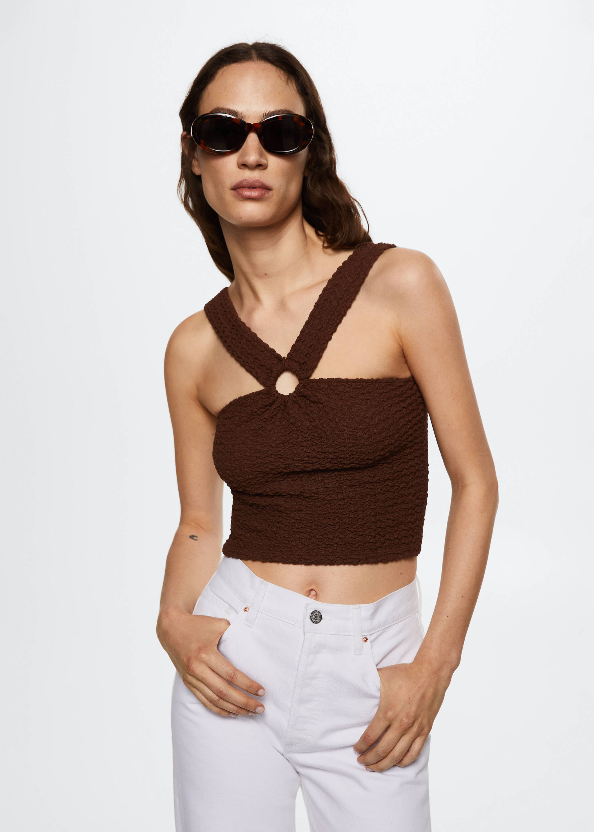 Textured crop top - Medium plane