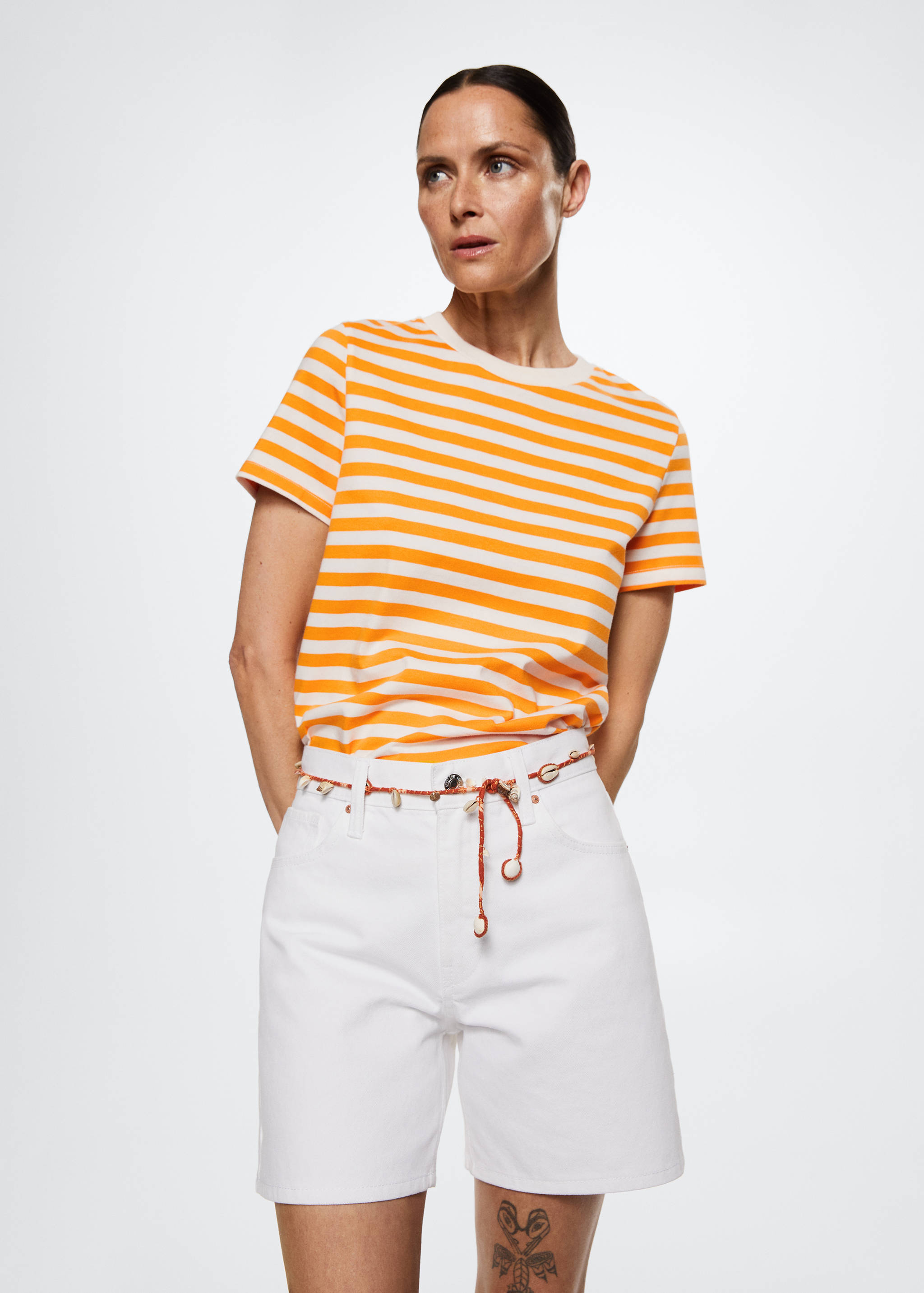 Striped cotton T-shirt - Medium plane