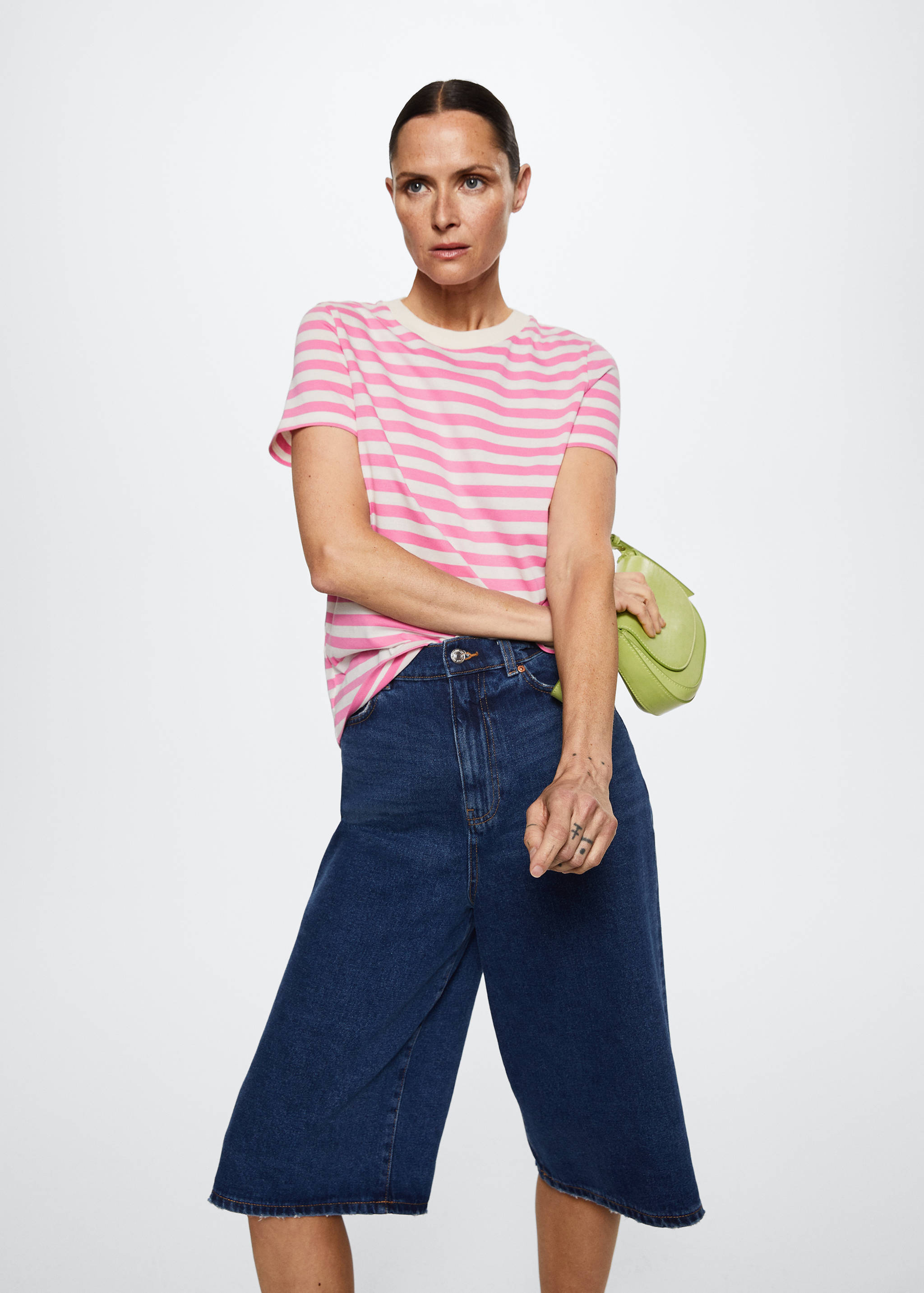 Striped cotton T-shirt - Medium plane