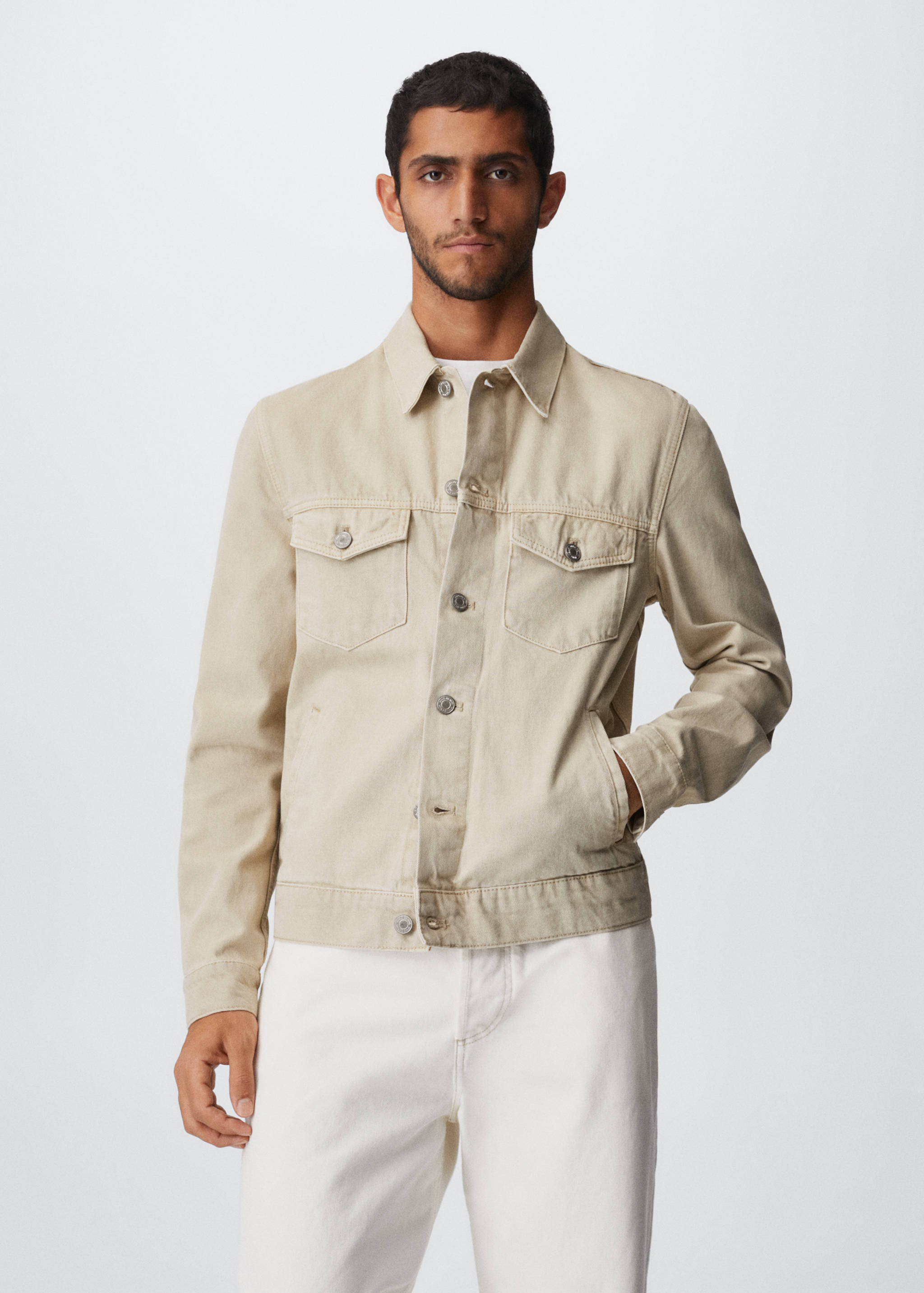 Blouson denim beige - Plan moyen