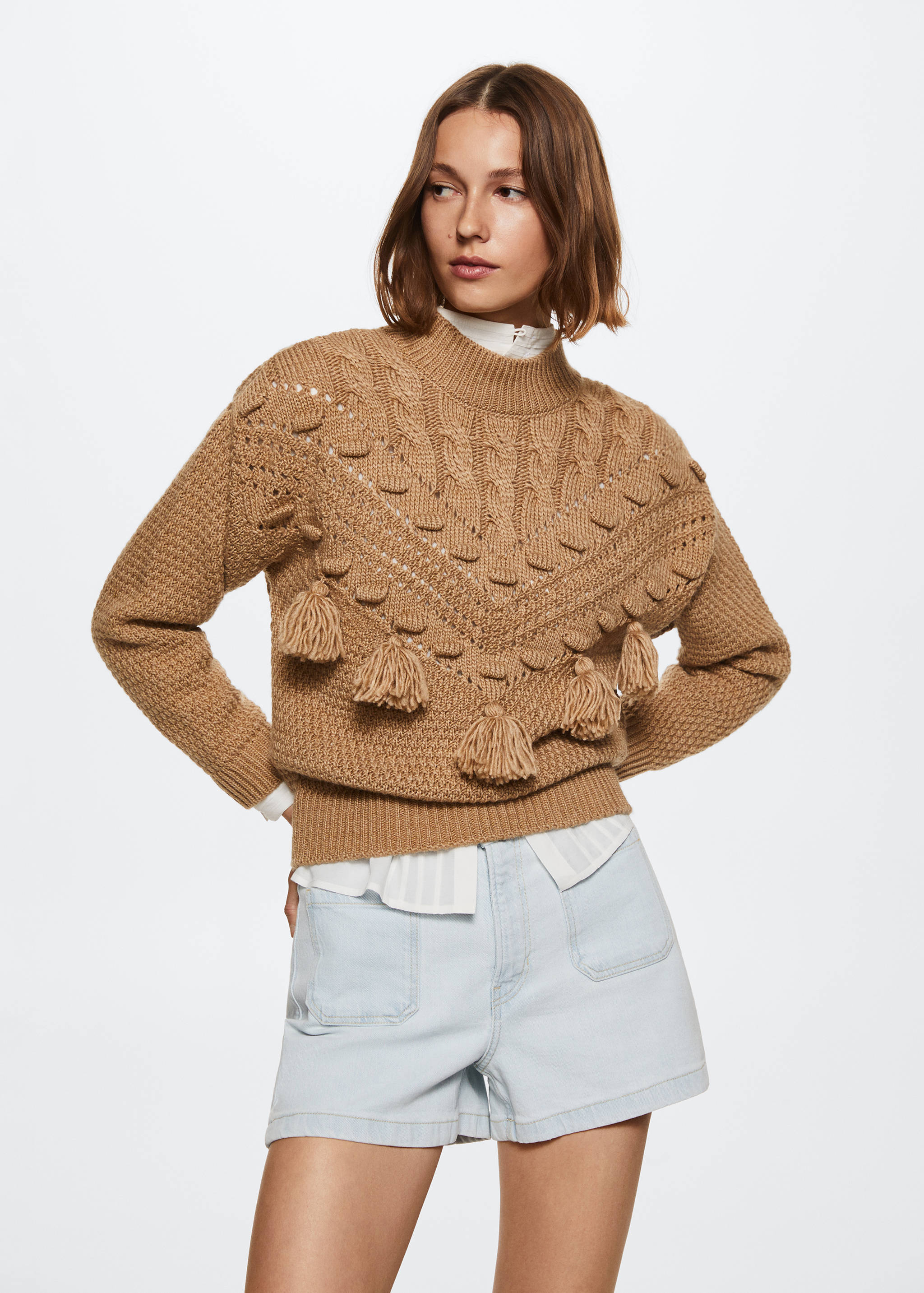Openwork pompoms knit sweater - Medium plane