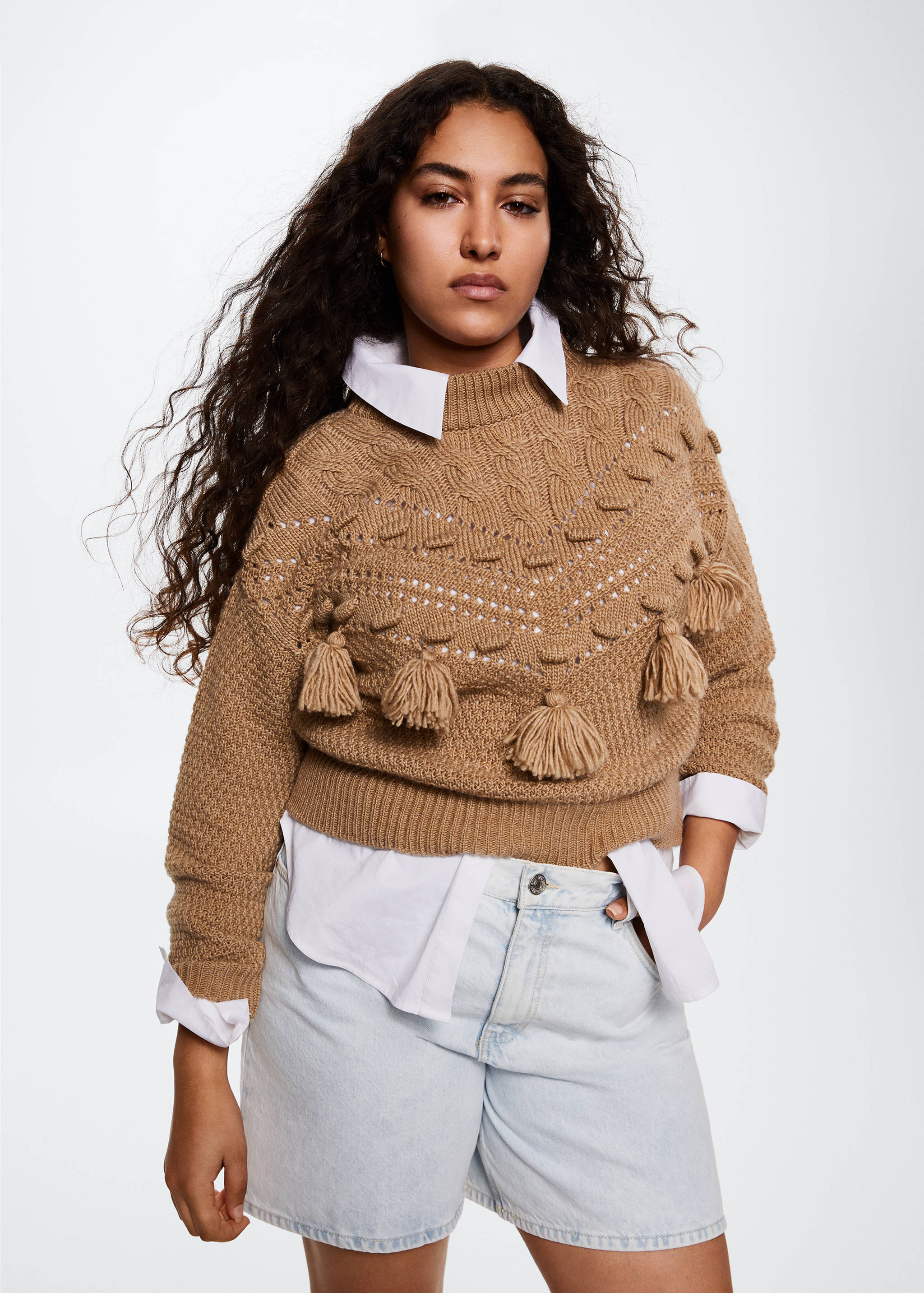 Openwork pompoms knit sweater - Details of the article 4