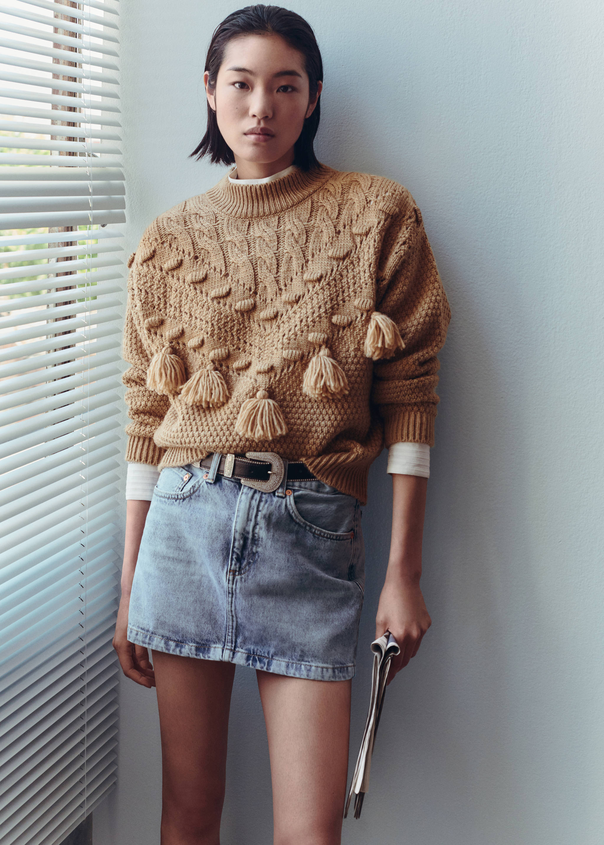 Openwork pompoms knit sweater - Details of the article 6