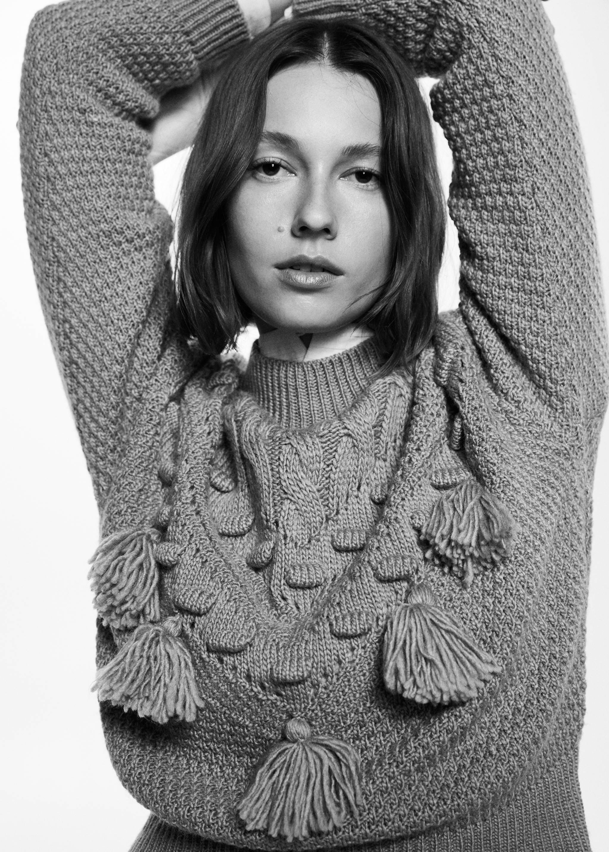 Openwork pompoms knit sweater - Details of the article 2