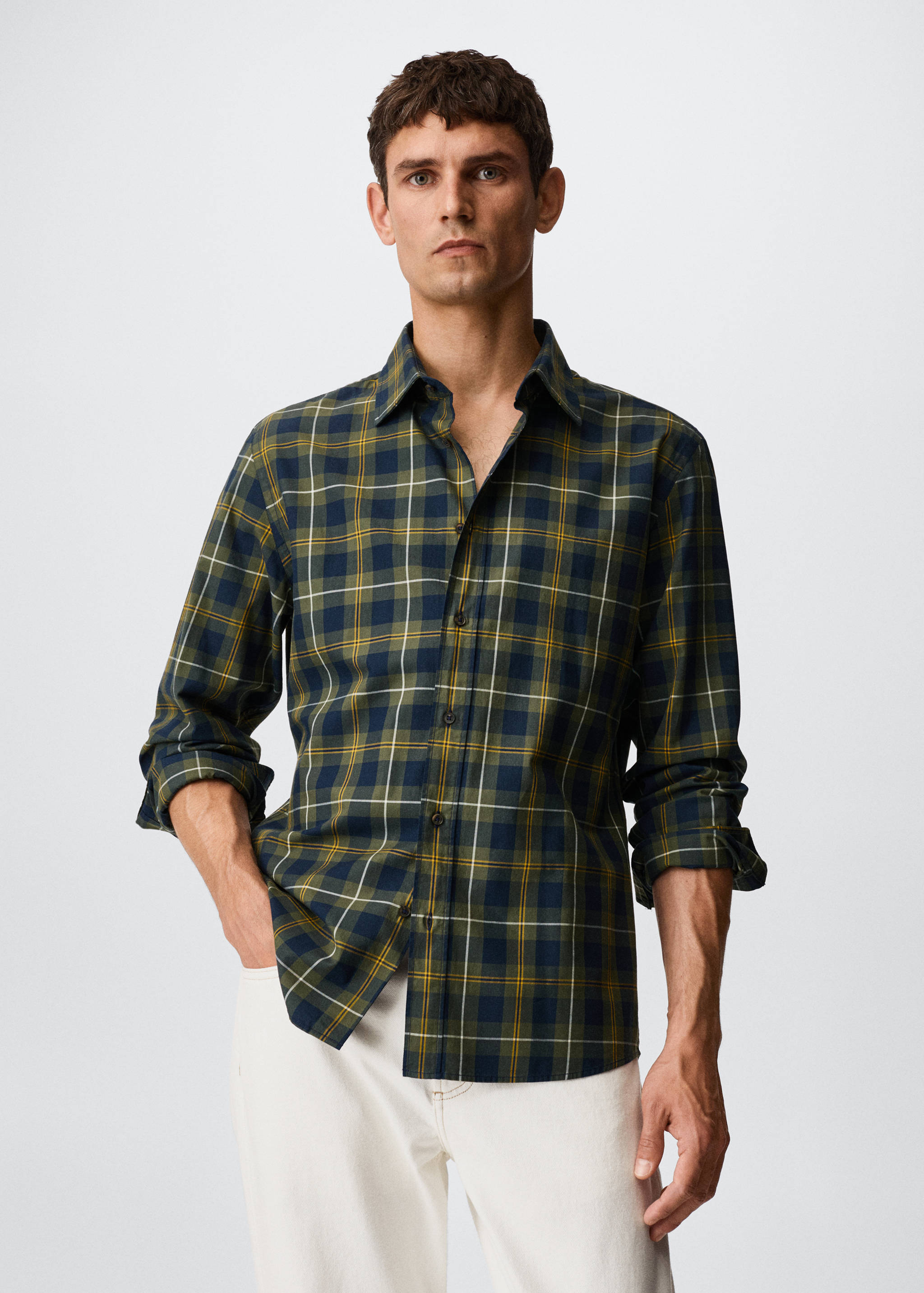 Kariertes Baumwollhemd - Mittlere Ansicht