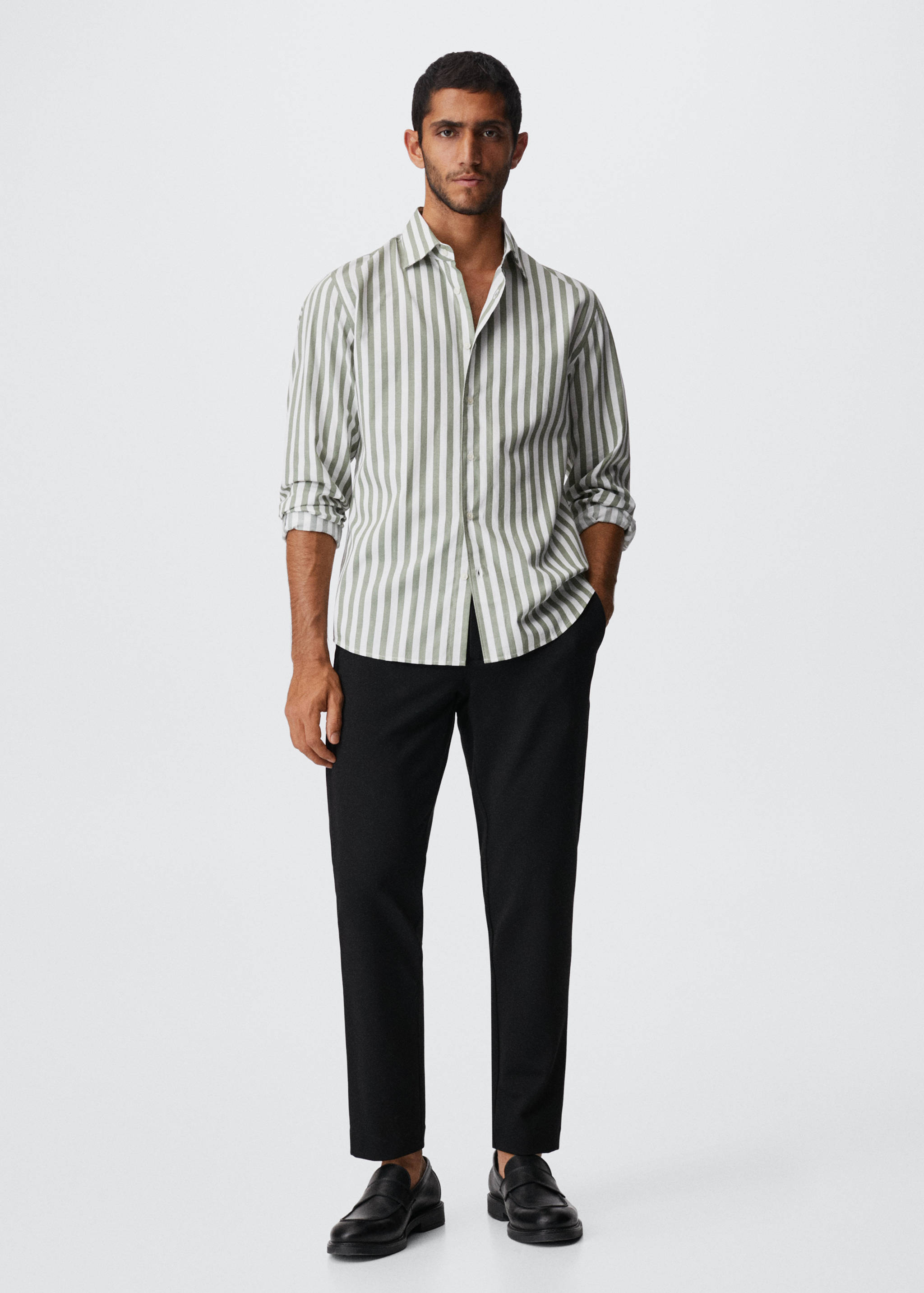 Camisa vestir algodón rayas - Plano general