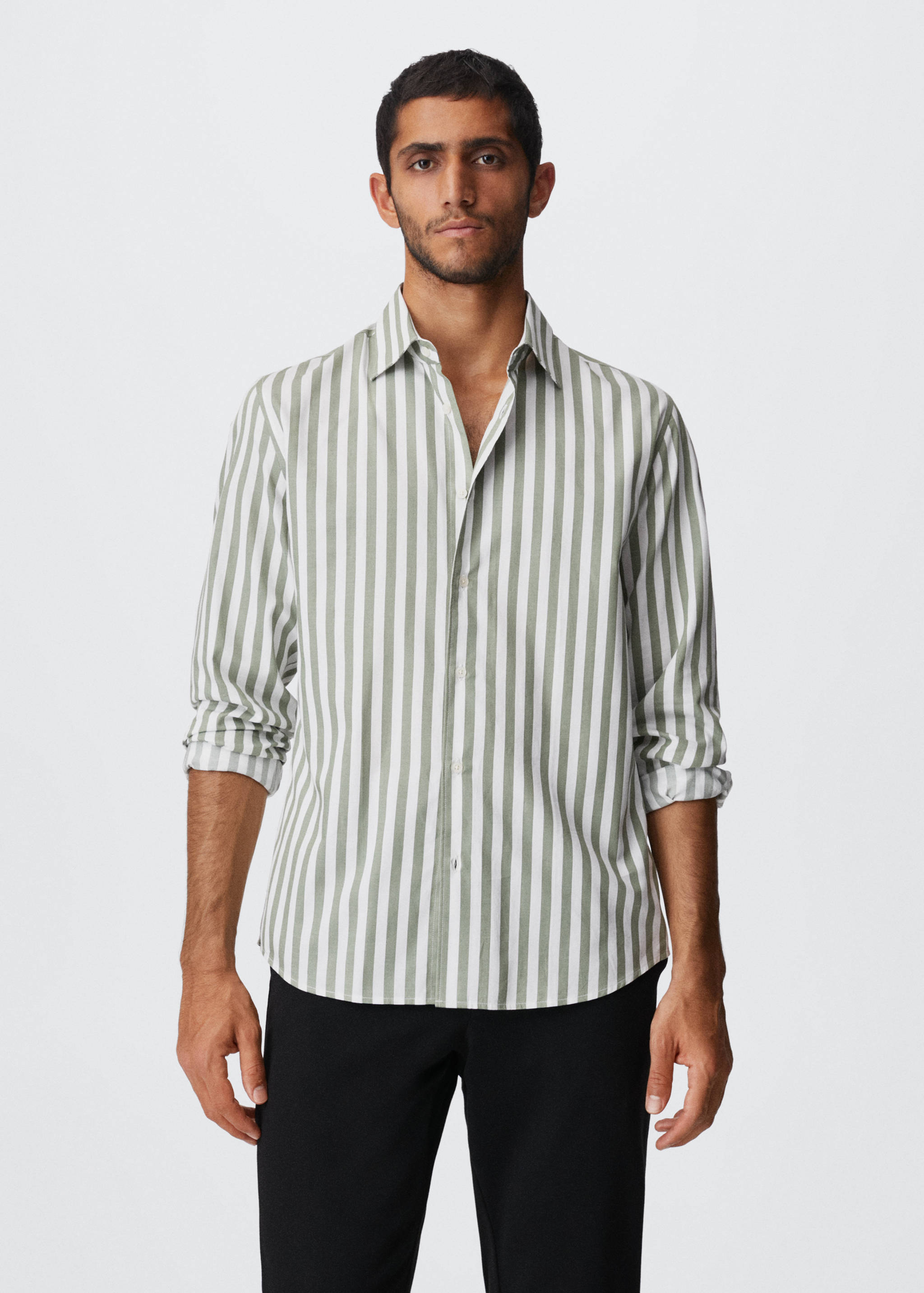 Camisa vestir algodón rayas - Plano medio