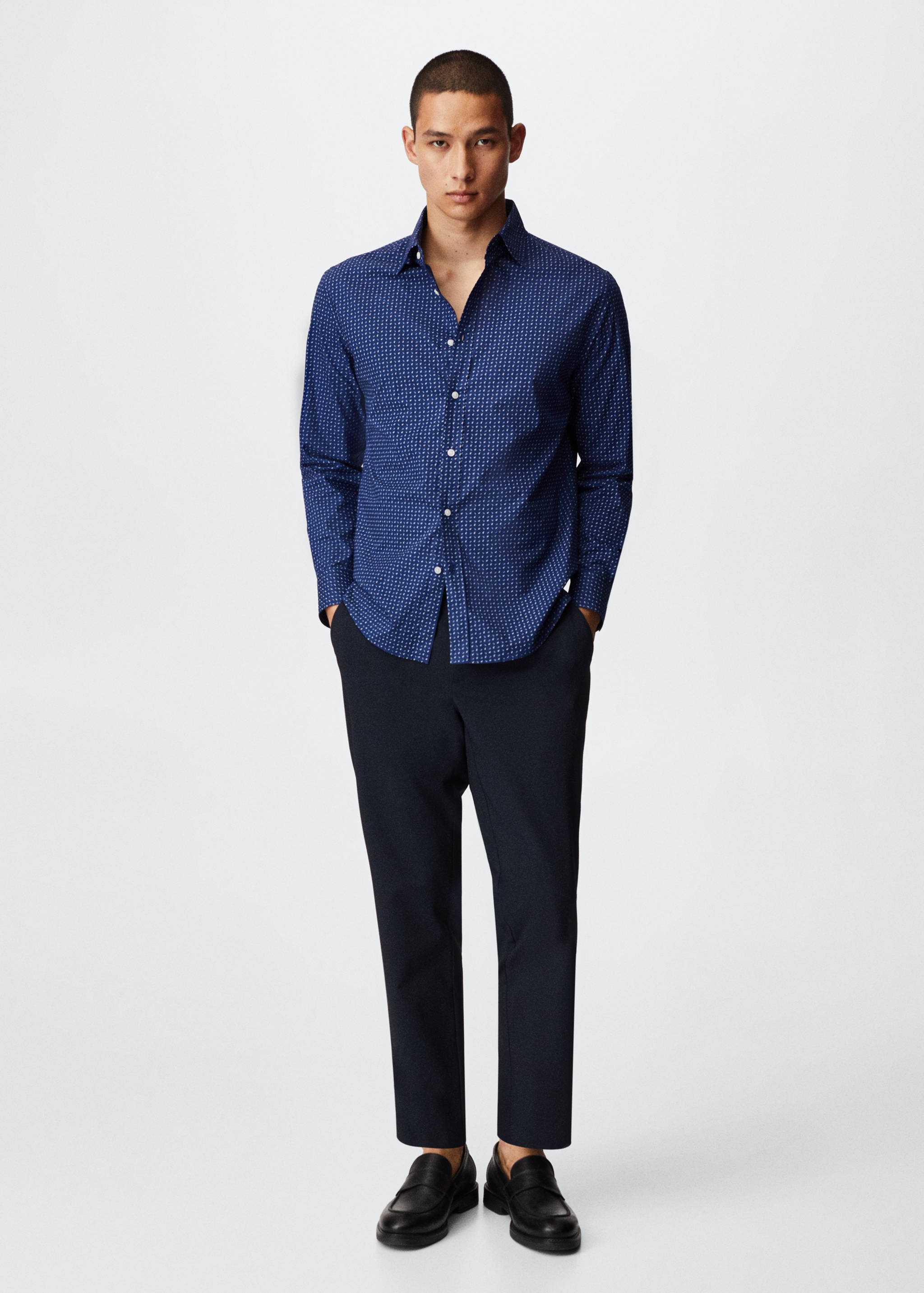 Slim-fit printed cotton shirt - General plane