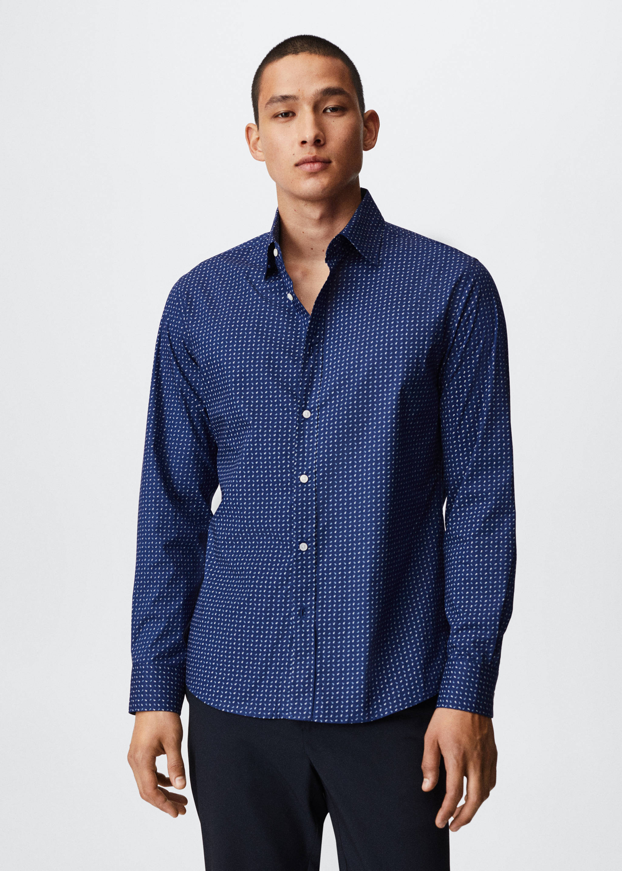 Slim-fit printed cotton shirt - Medium plane