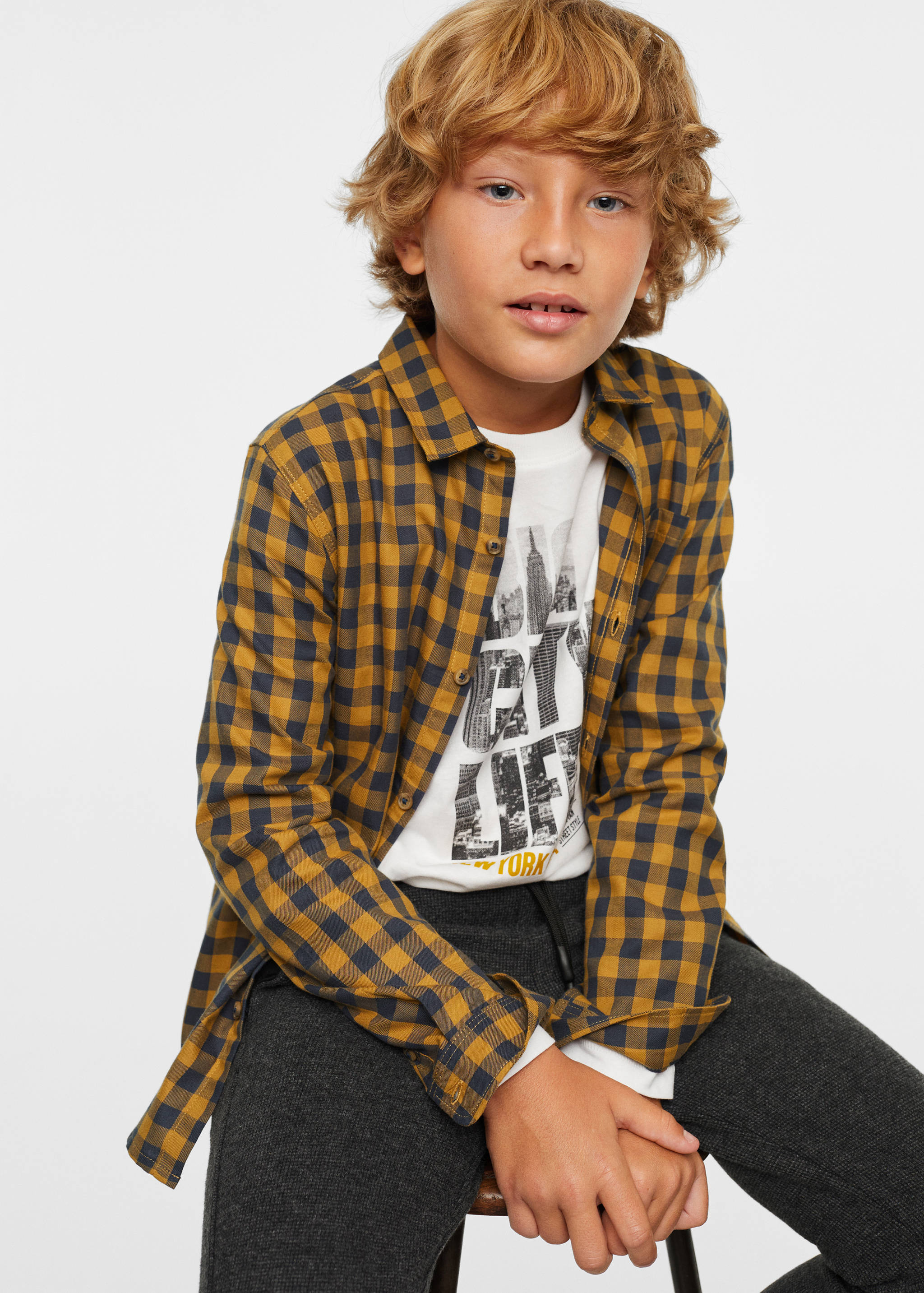 Chemise à carreaux en coton - Plan moyen