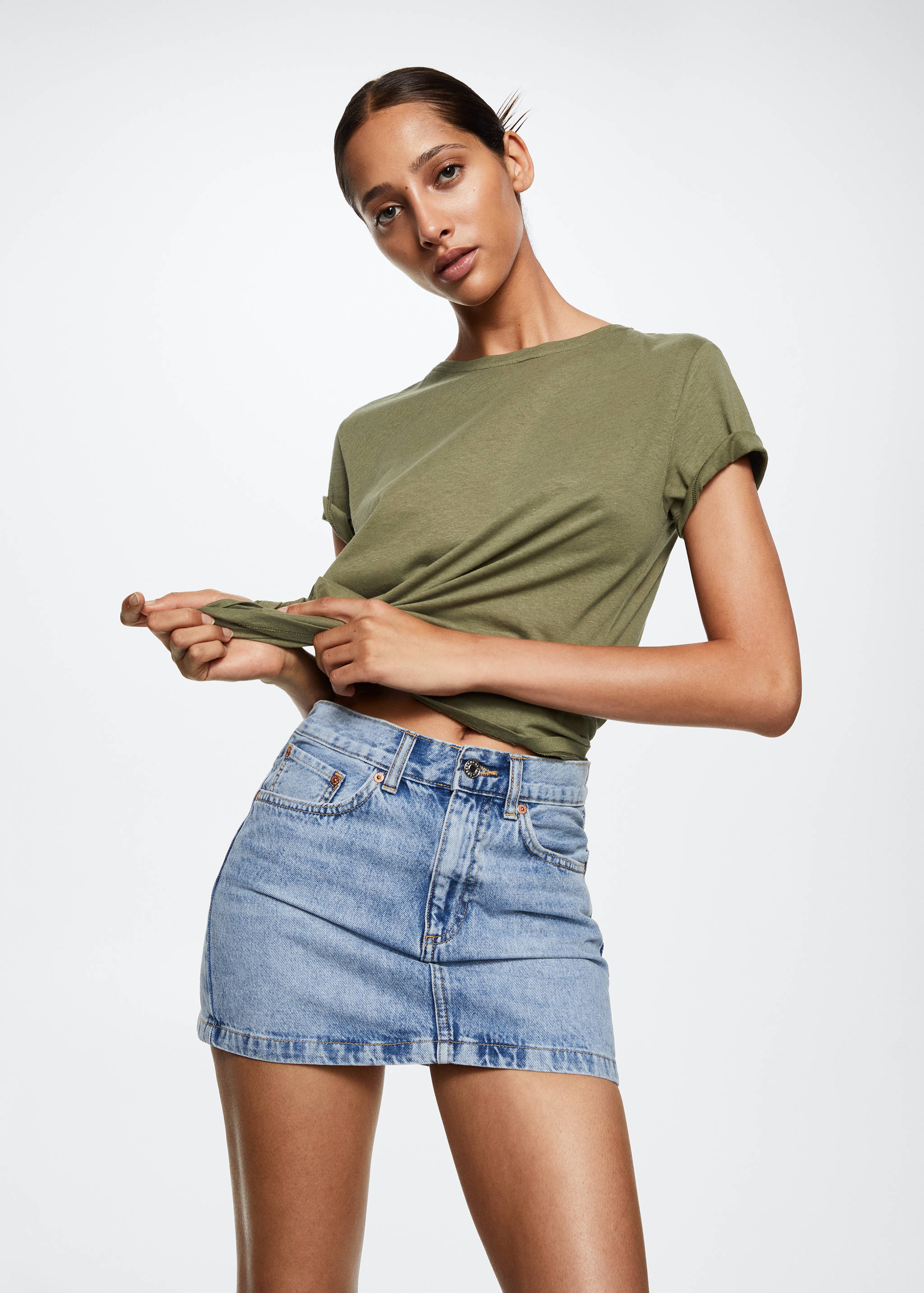 Cotton linen-blend T-shirt - Medium plane