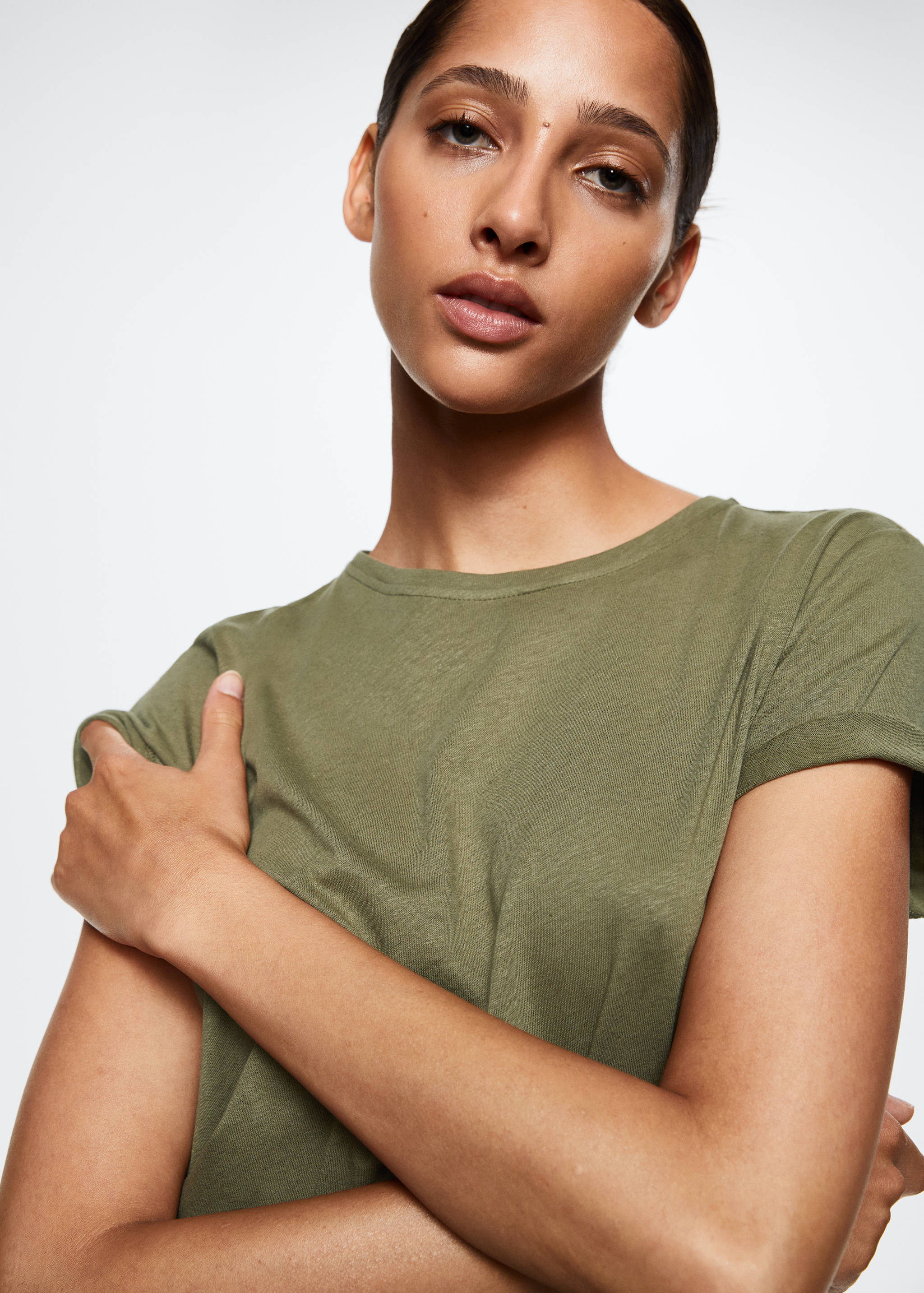 Cotton linen-blend T-shirt - Details of the article 1
