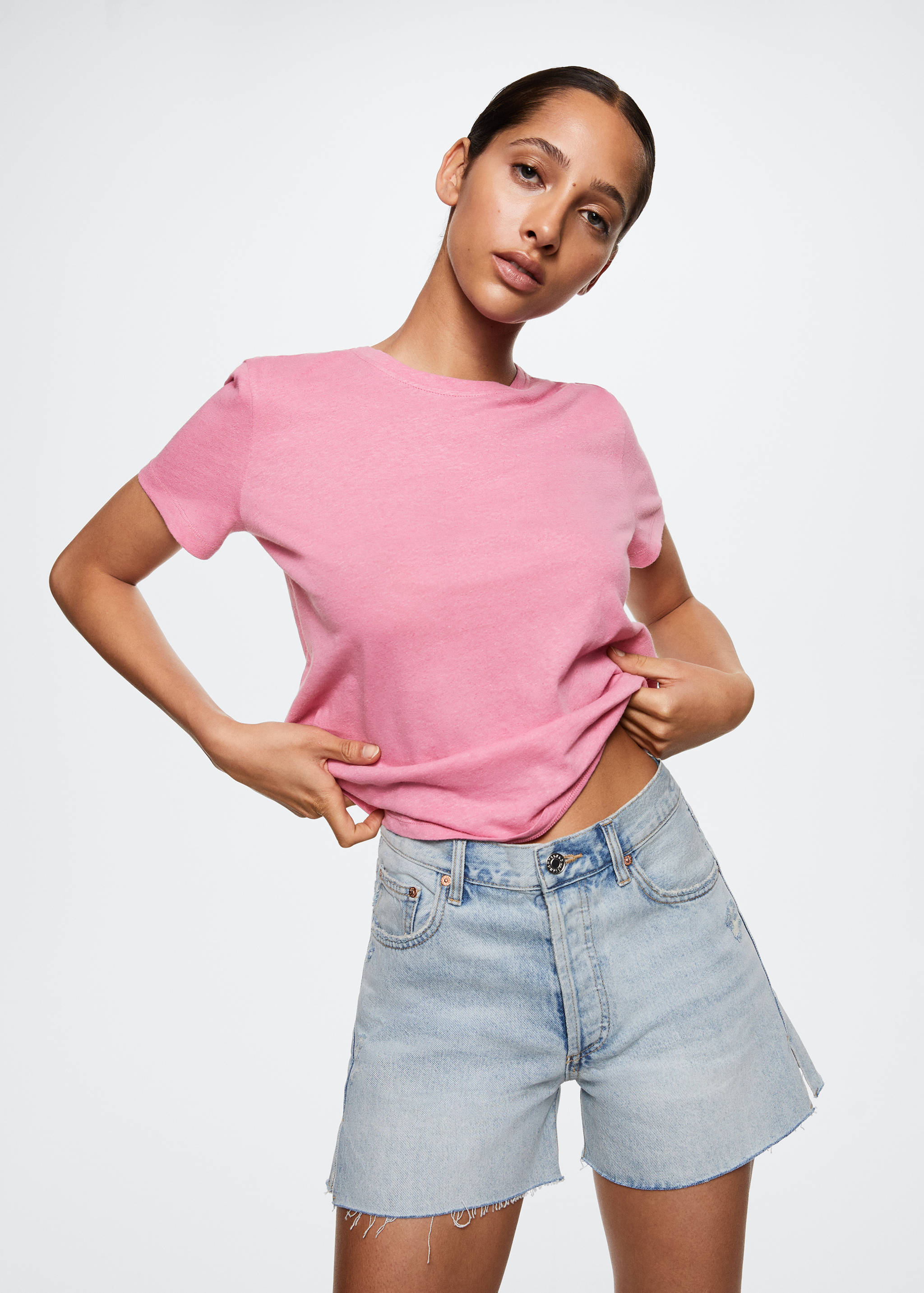 Cotton linen-blend T-shirt - Medium plane