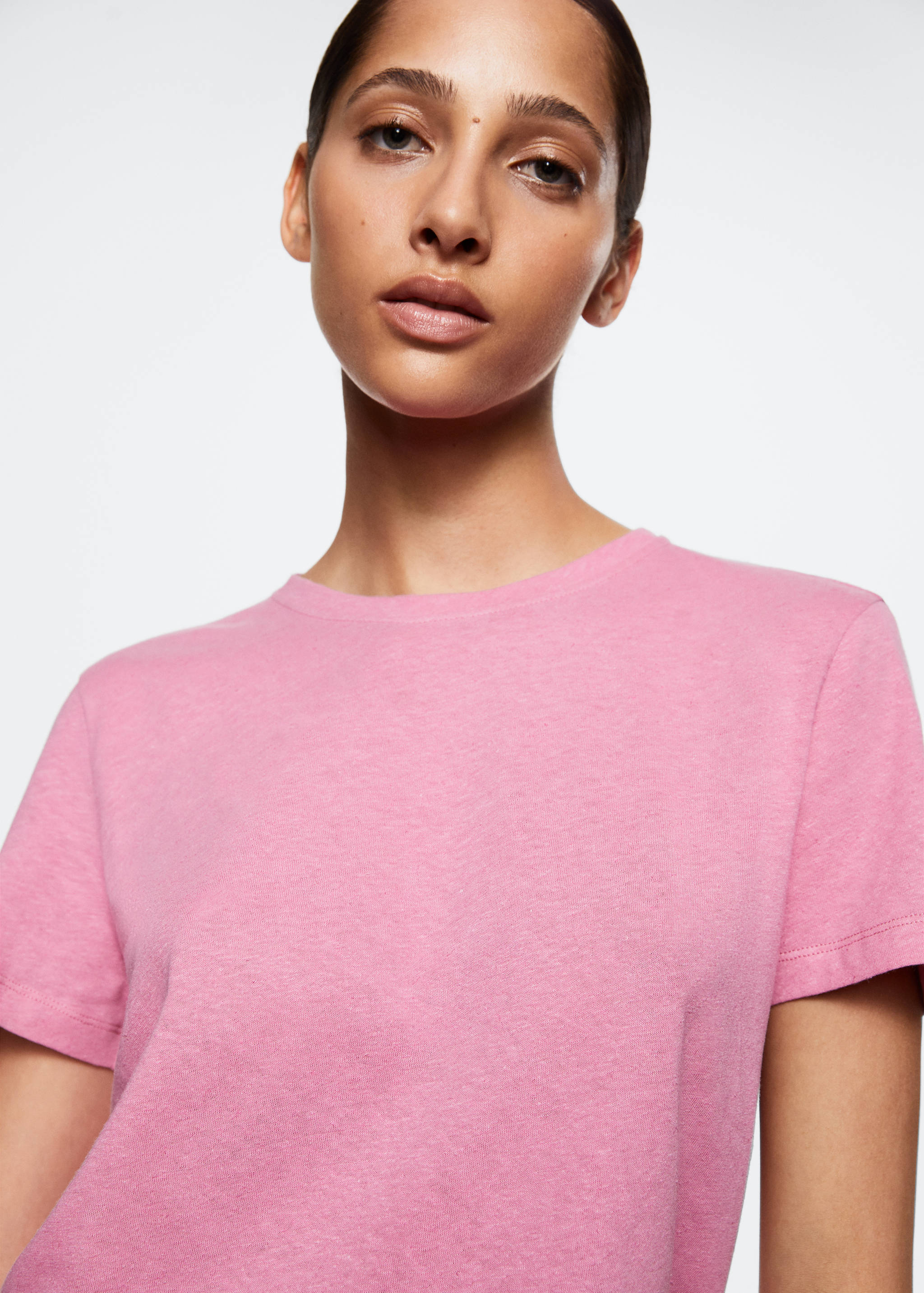 Cotton linen-blend T-shirt - Details of the article 1