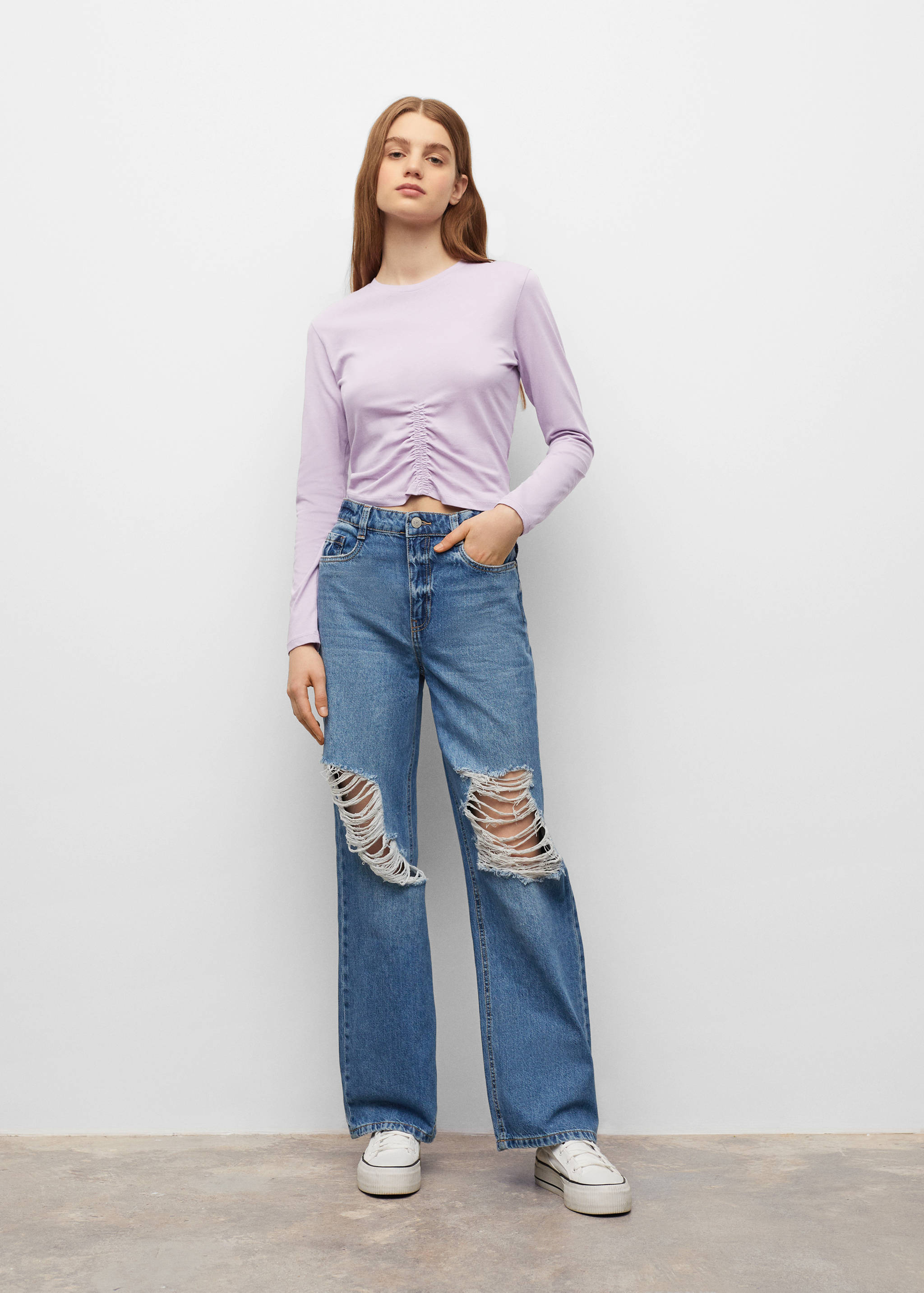 Ruched detail T-shirt - Medium plane