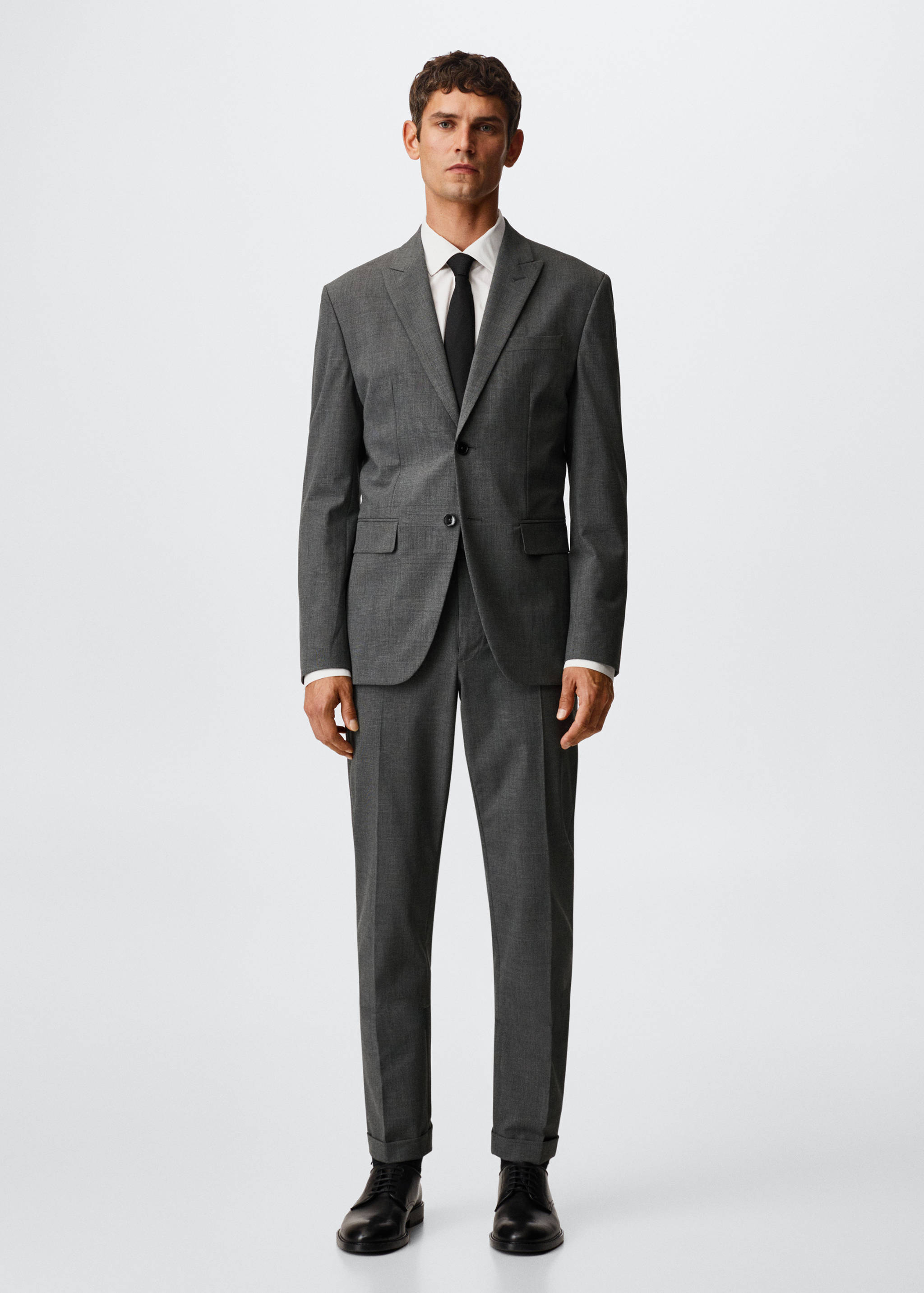 Slim fit check suit trousers - General plane