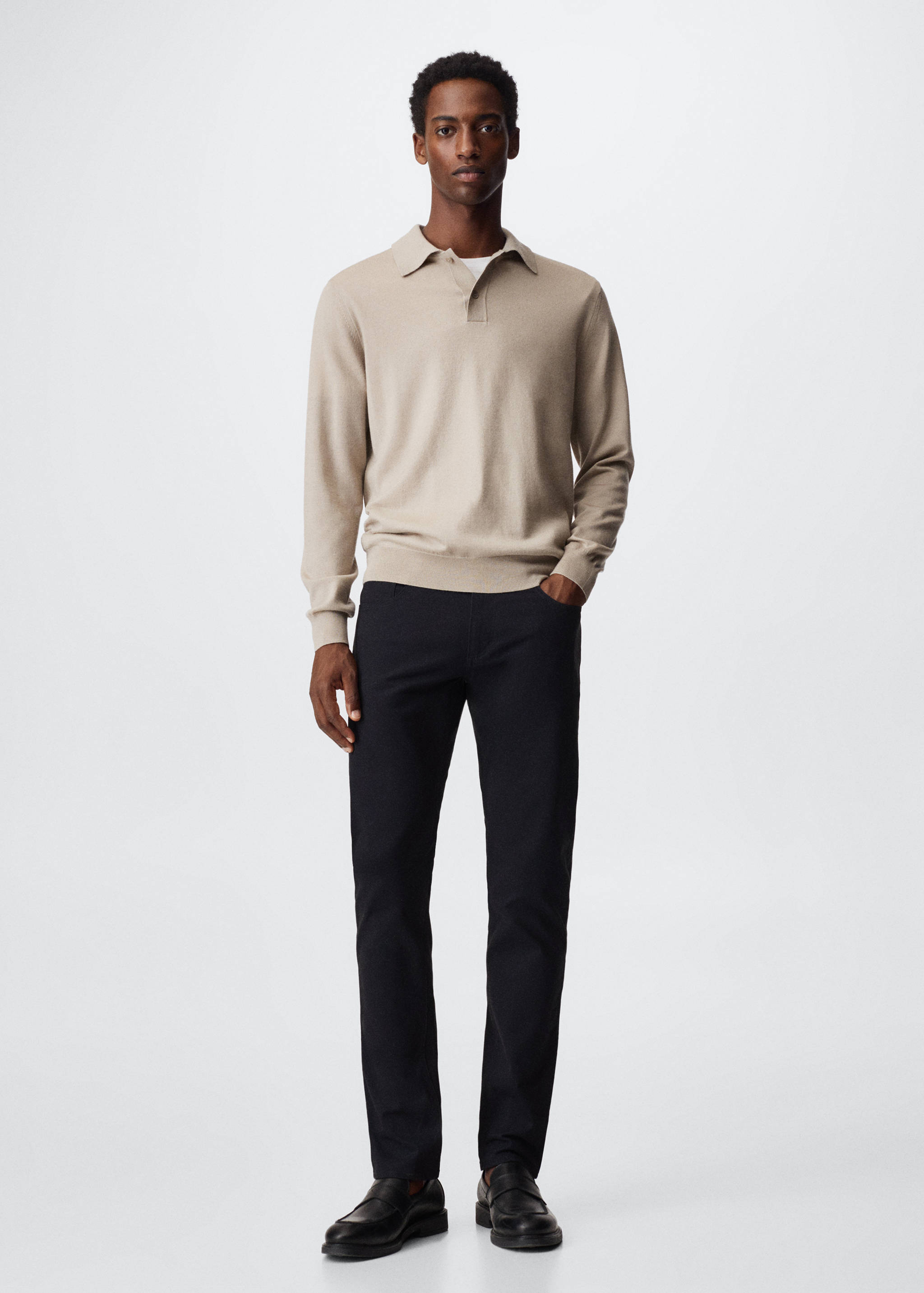 Slim fit denim-effect serge trousers - General plane