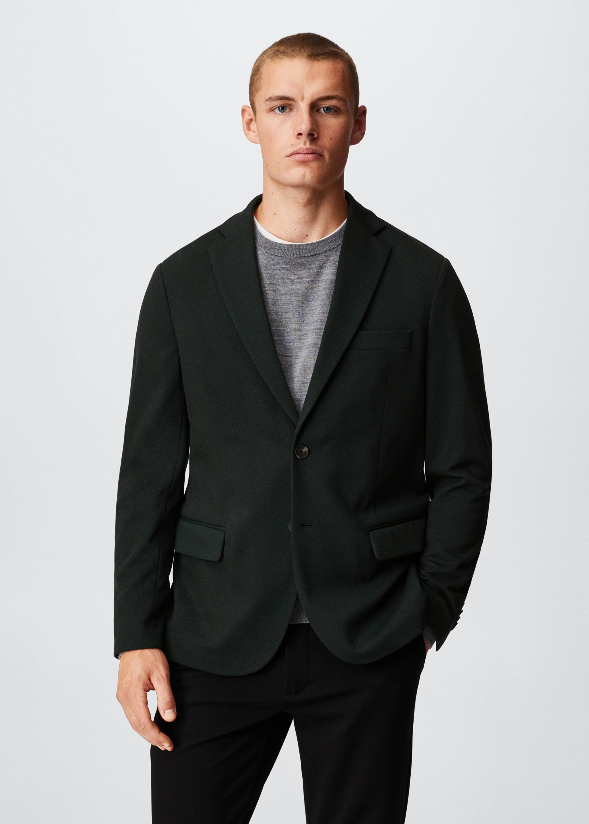 Structured cotton blazer - Medium plane