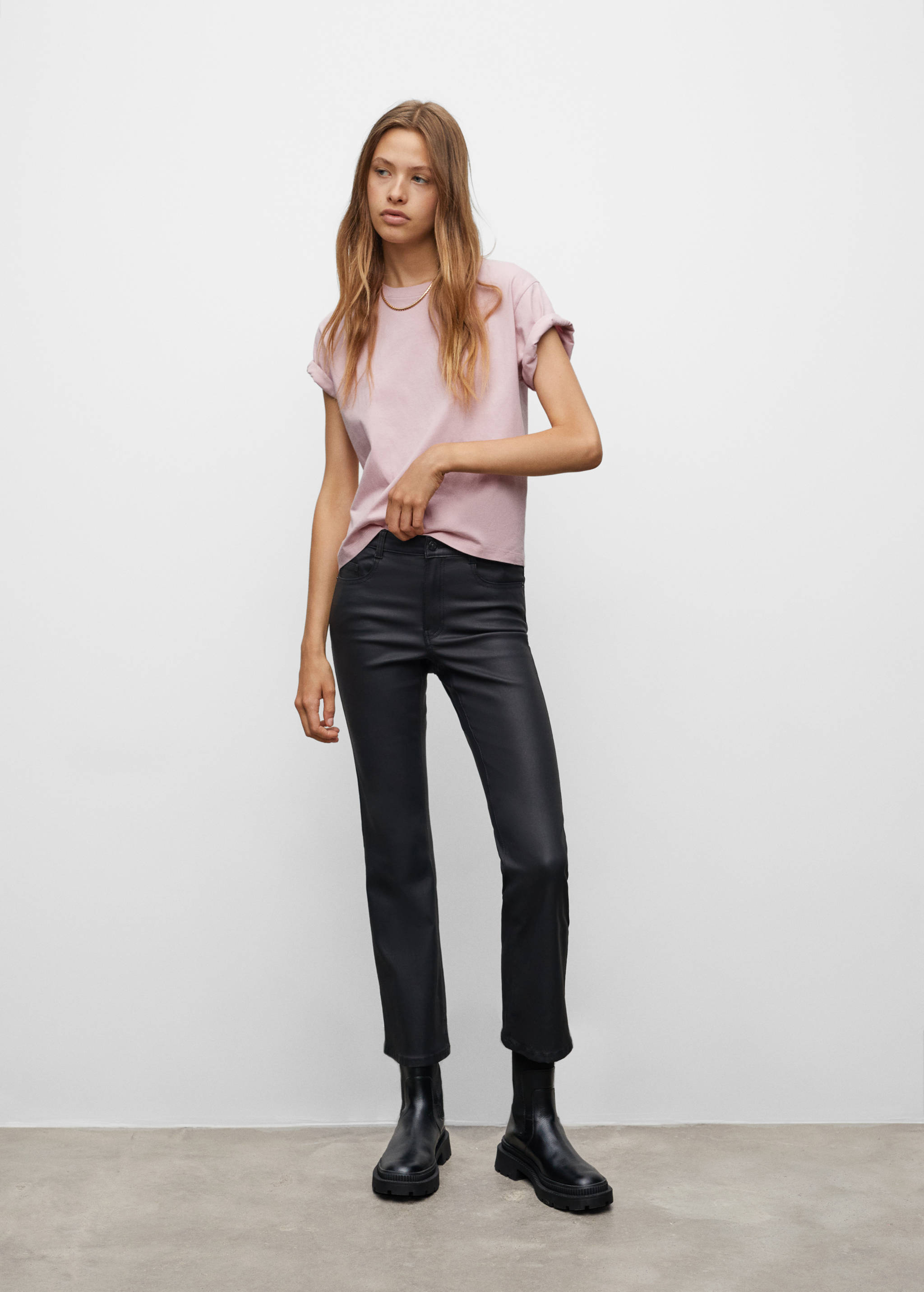 Coated skinny-fit trousers - Medium plane