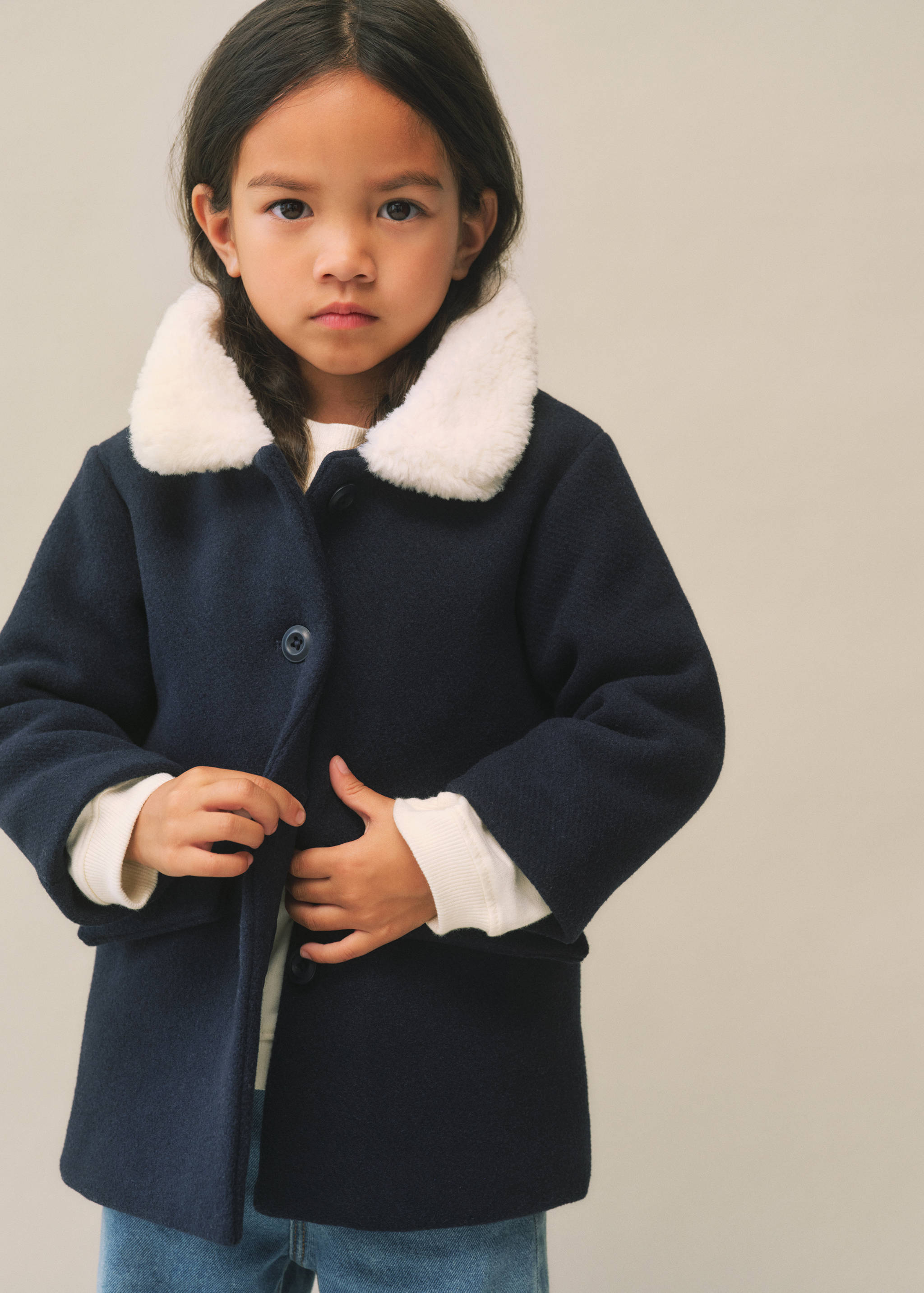 Manteau laine col fausse fourrure - Détail de l'article 5