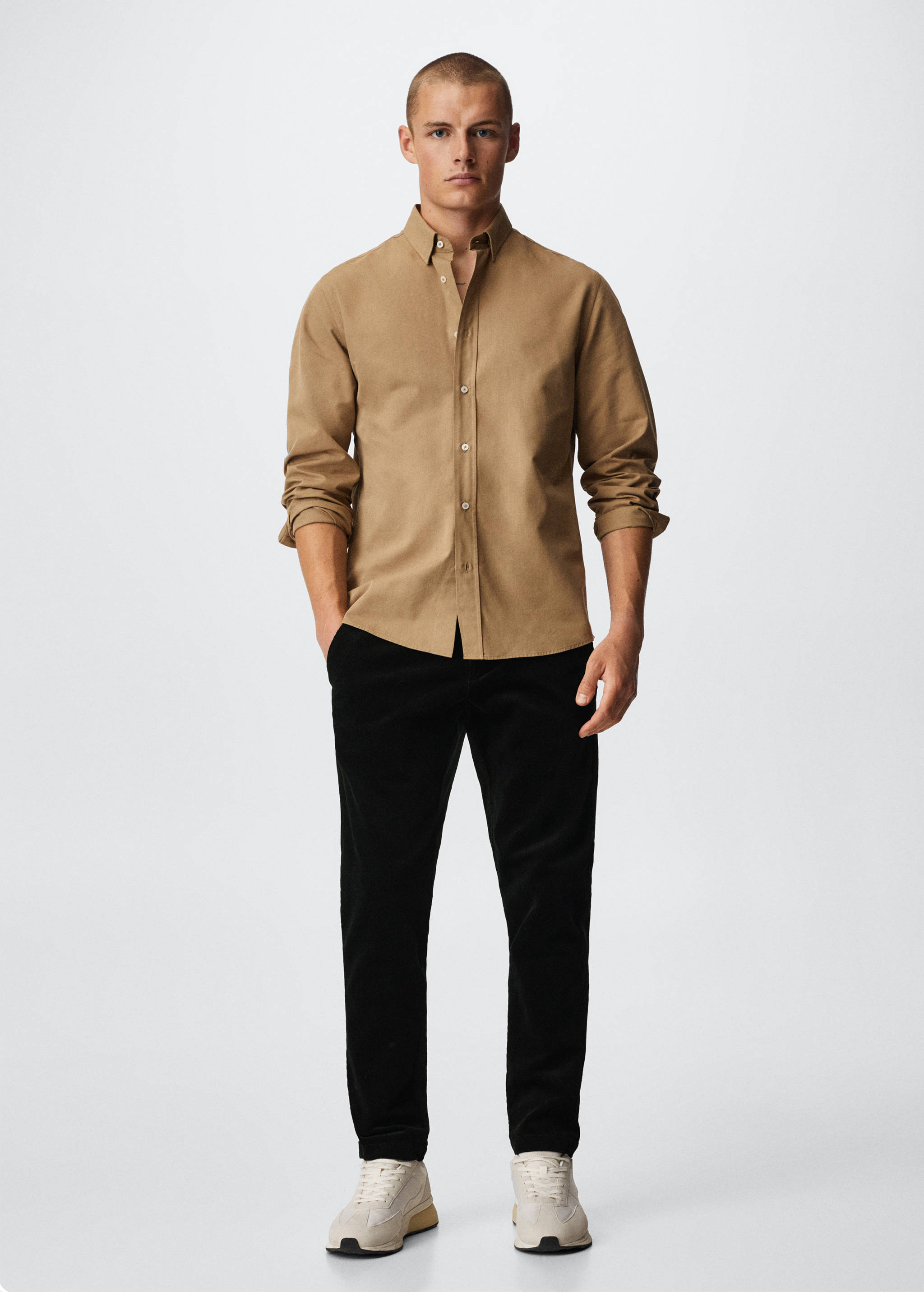 Tapered cropped corduroy trousers - General plane