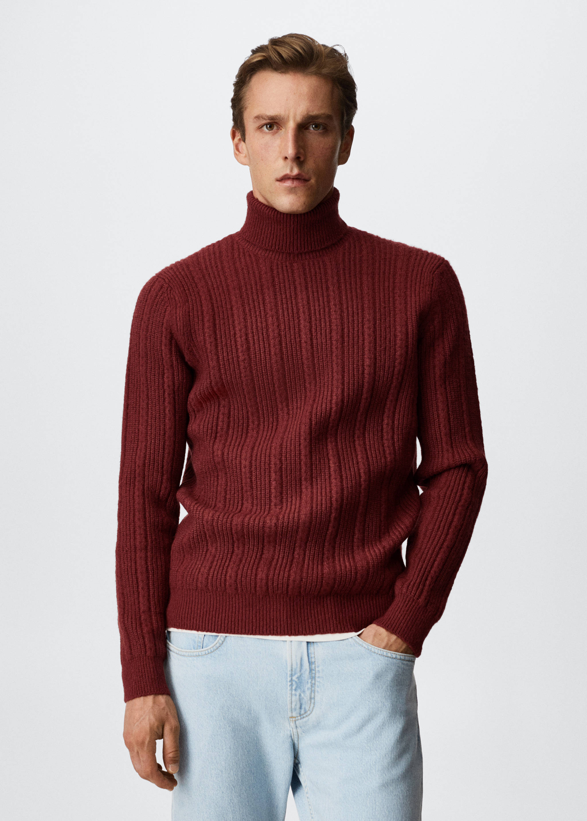 Pull-over col roulé structuré - Plan moyen