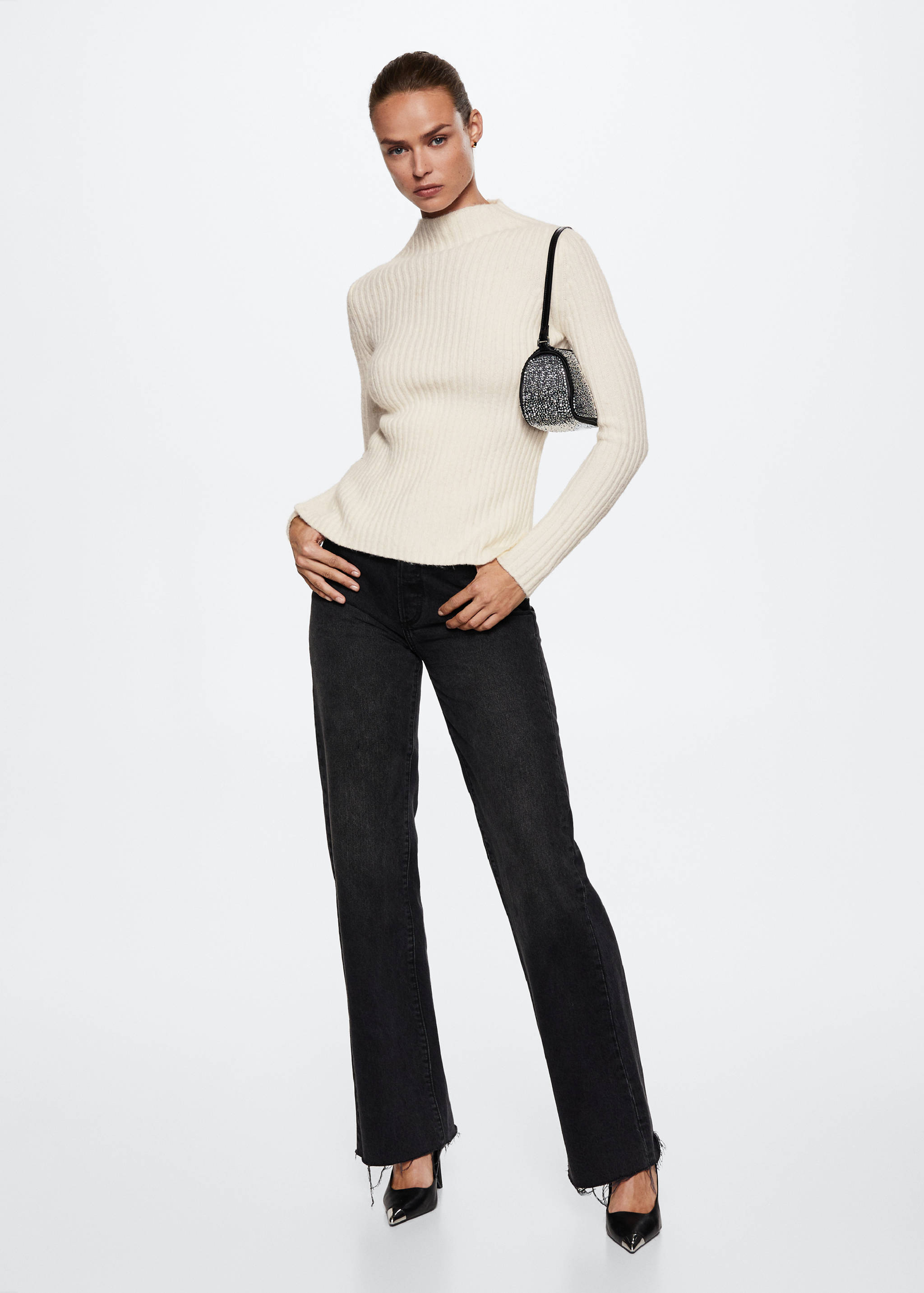 Perkins-neck rib-knit  sweater - General plane