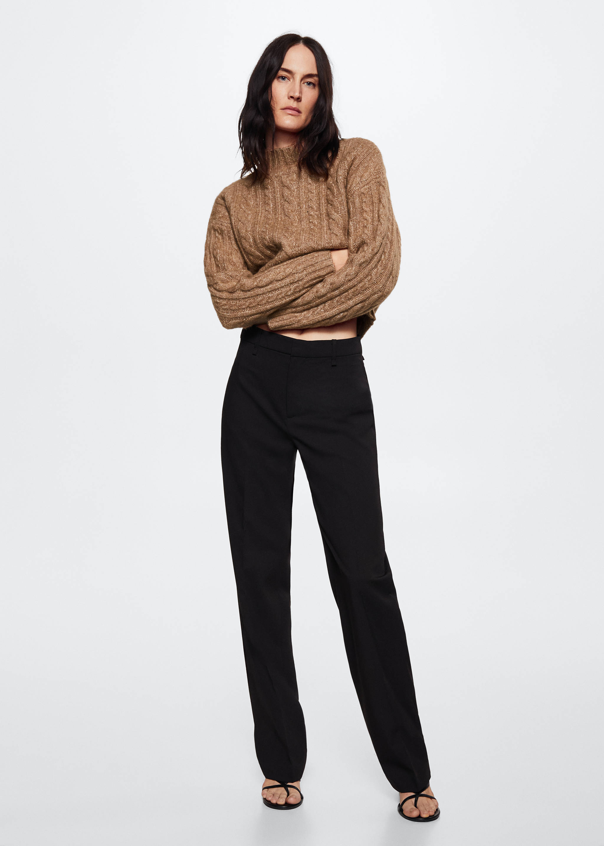 Perkins-neck braided sweater  - General plane