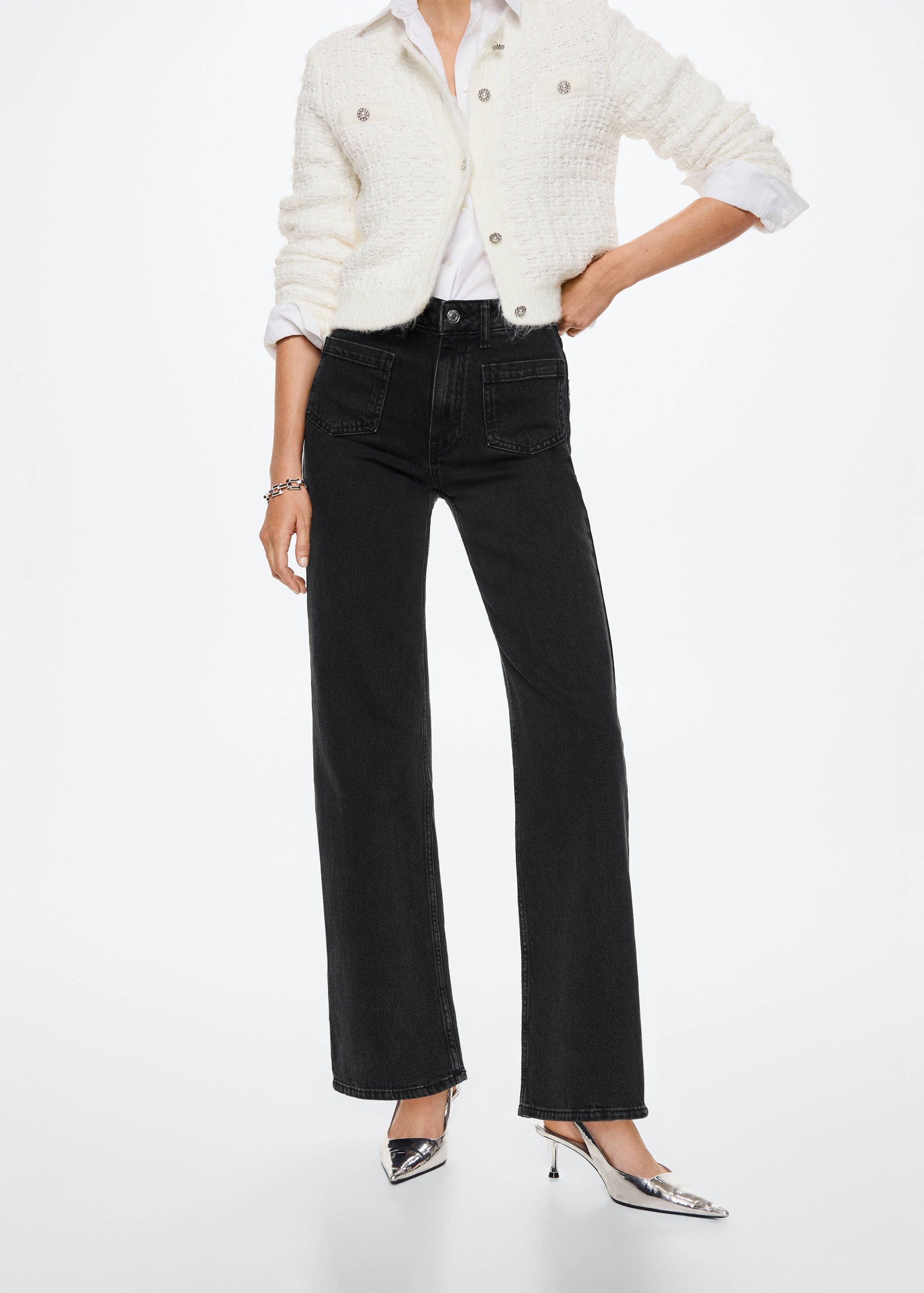 Wide-leg jeans with pockets - Medium plane