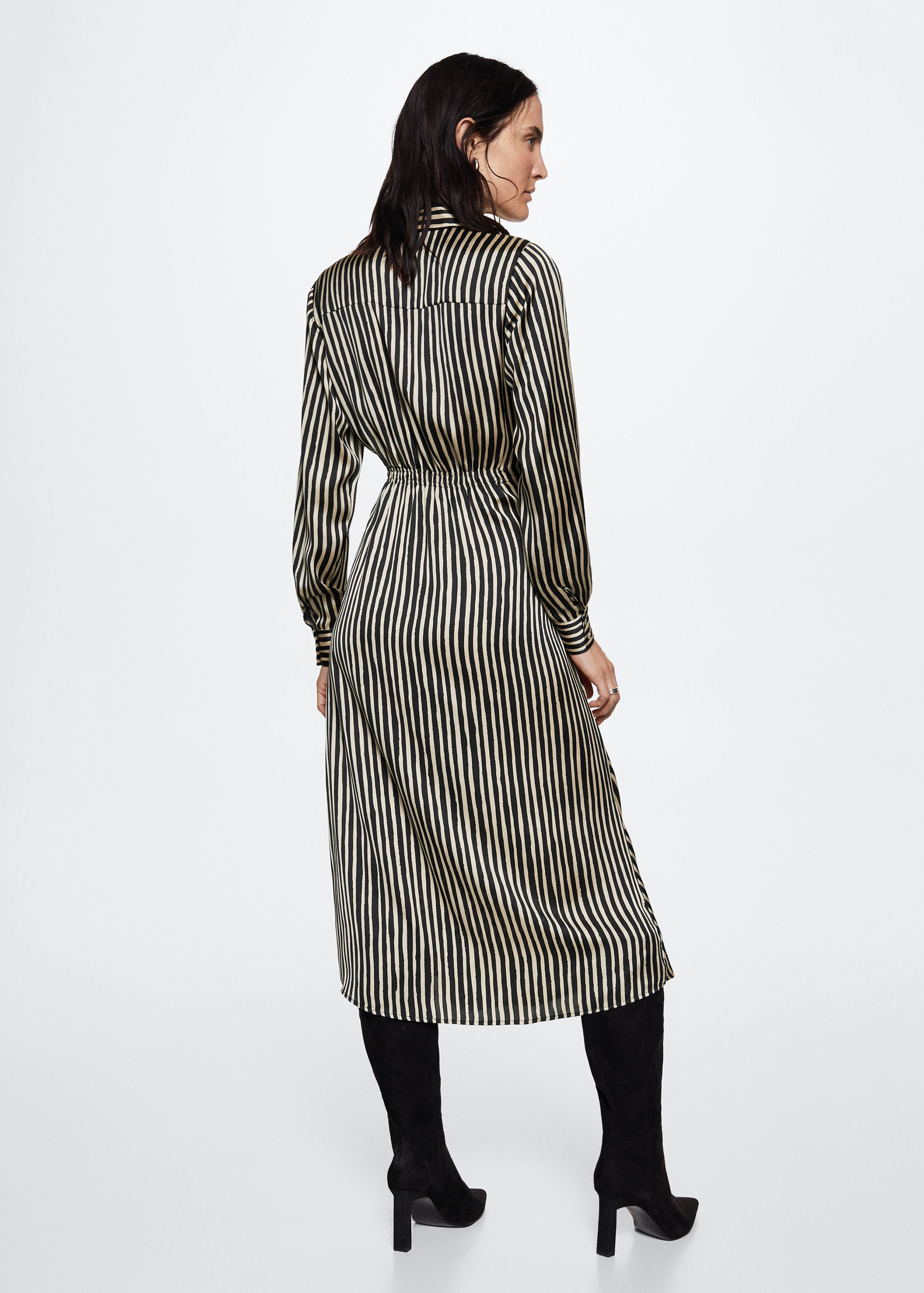 Striped satin dress - Reverse of the article