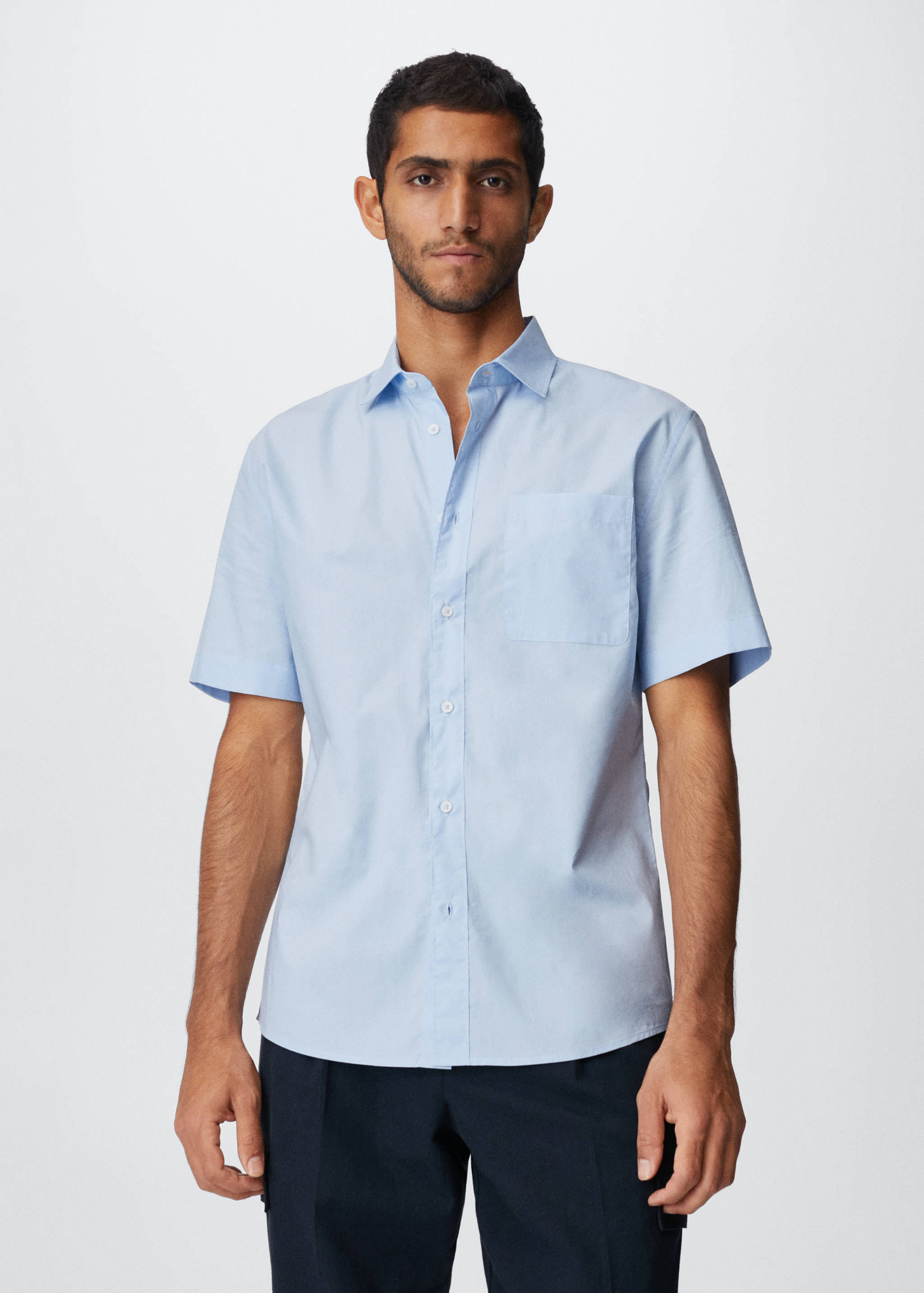 Kurzärmliges Baumwollhemd - Mittlere Ansicht