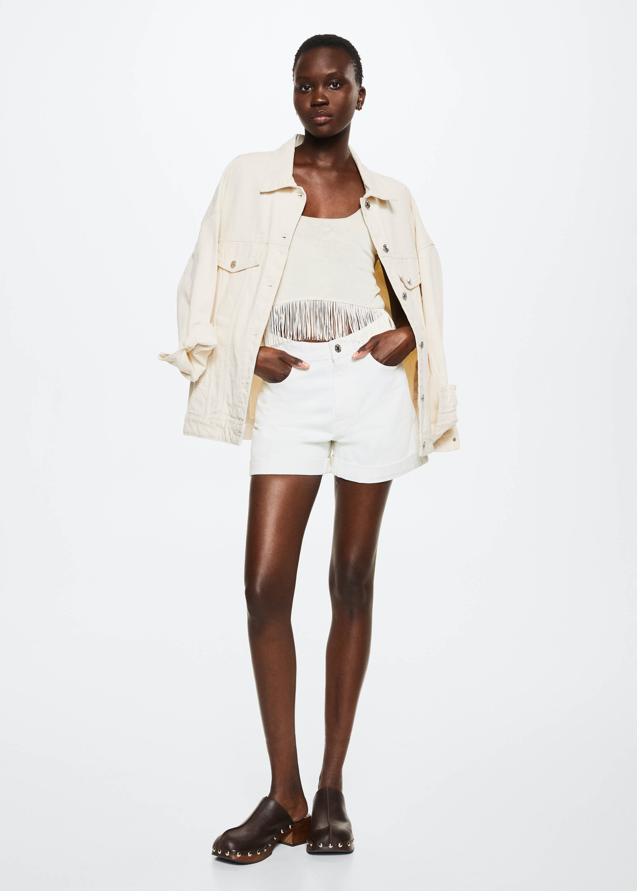 Mom-fit denim shorts - General plane