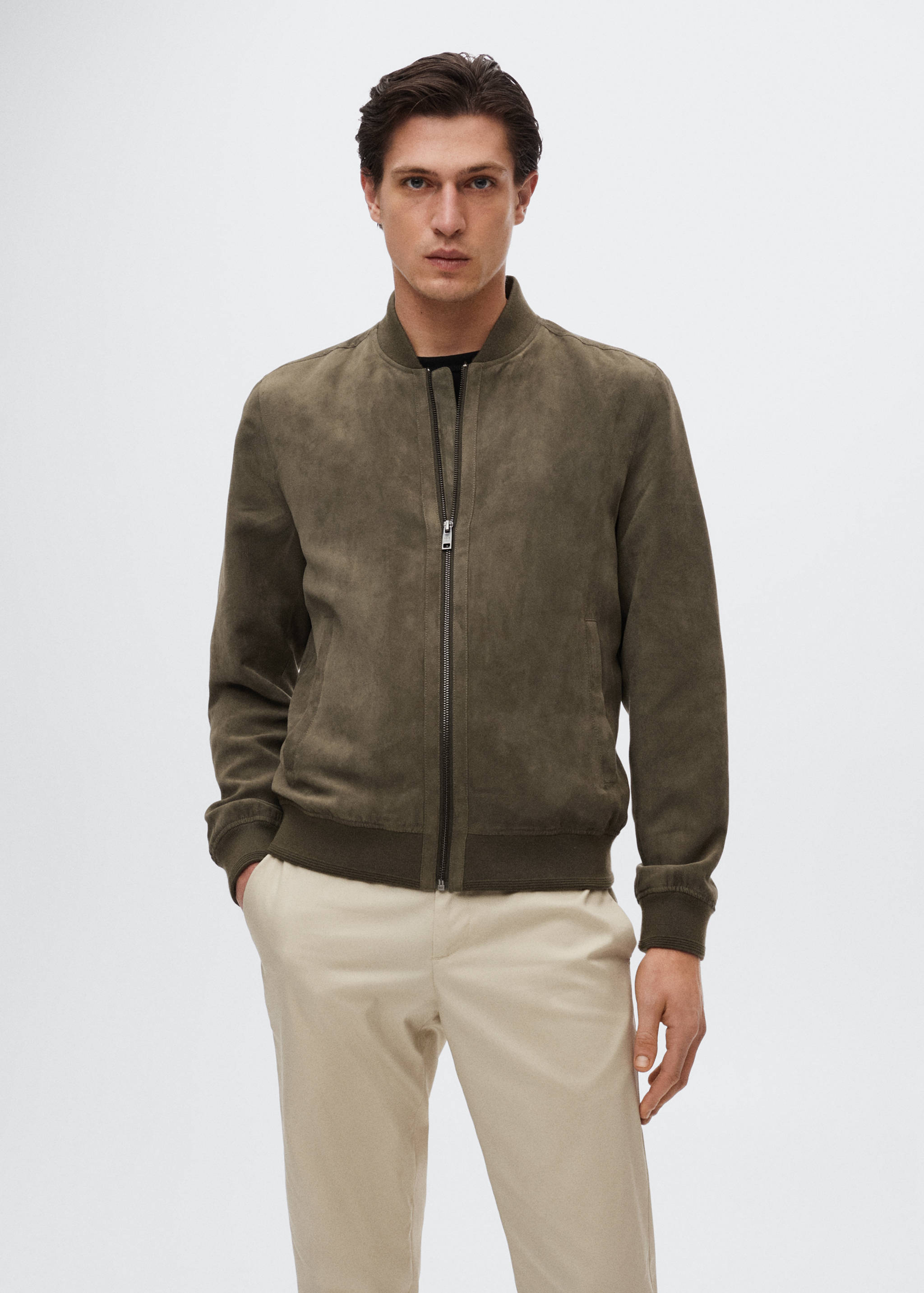 Suede-effect bomber jacket - Medium plane