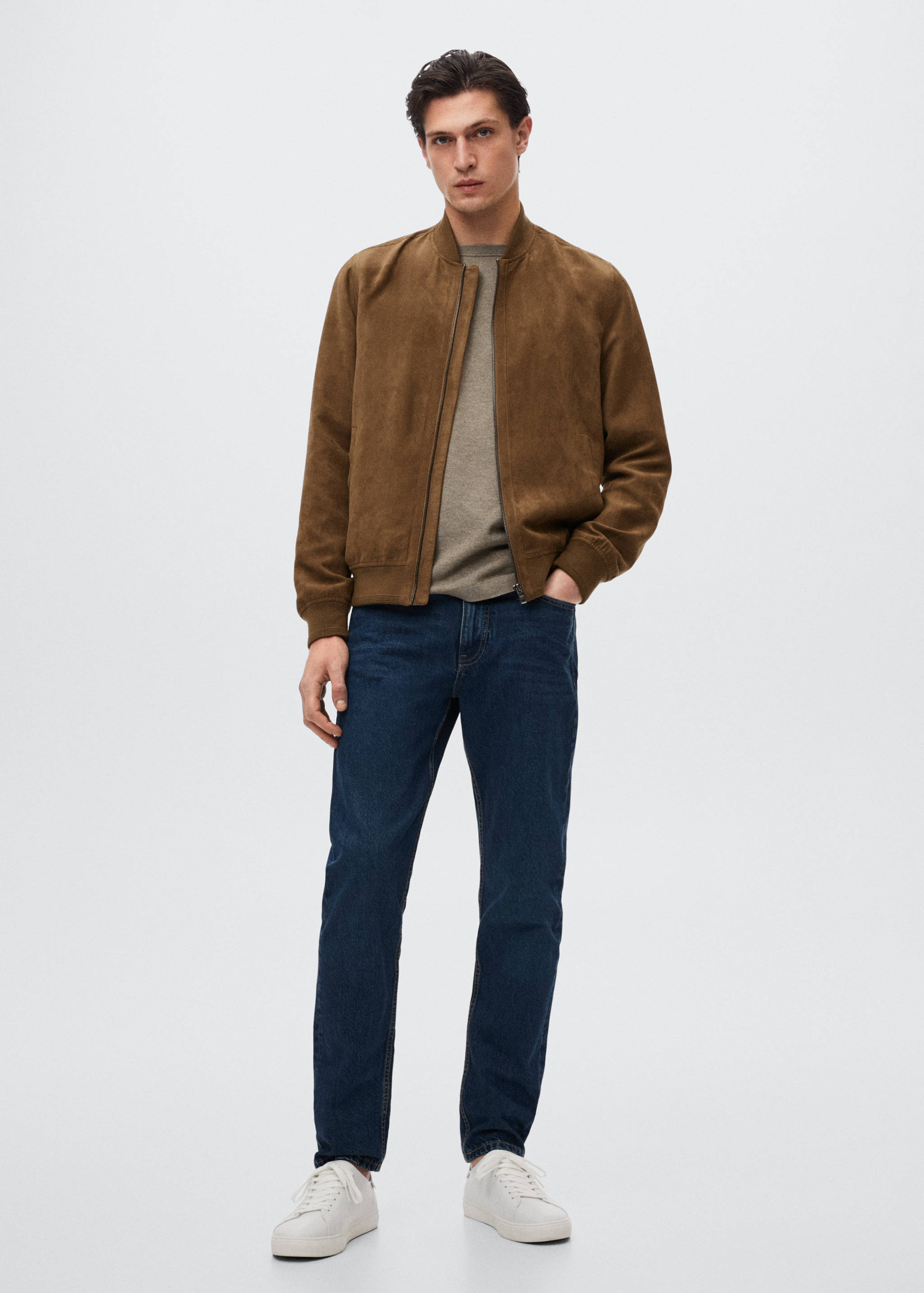 Suede-effect bomber jacket - General plane