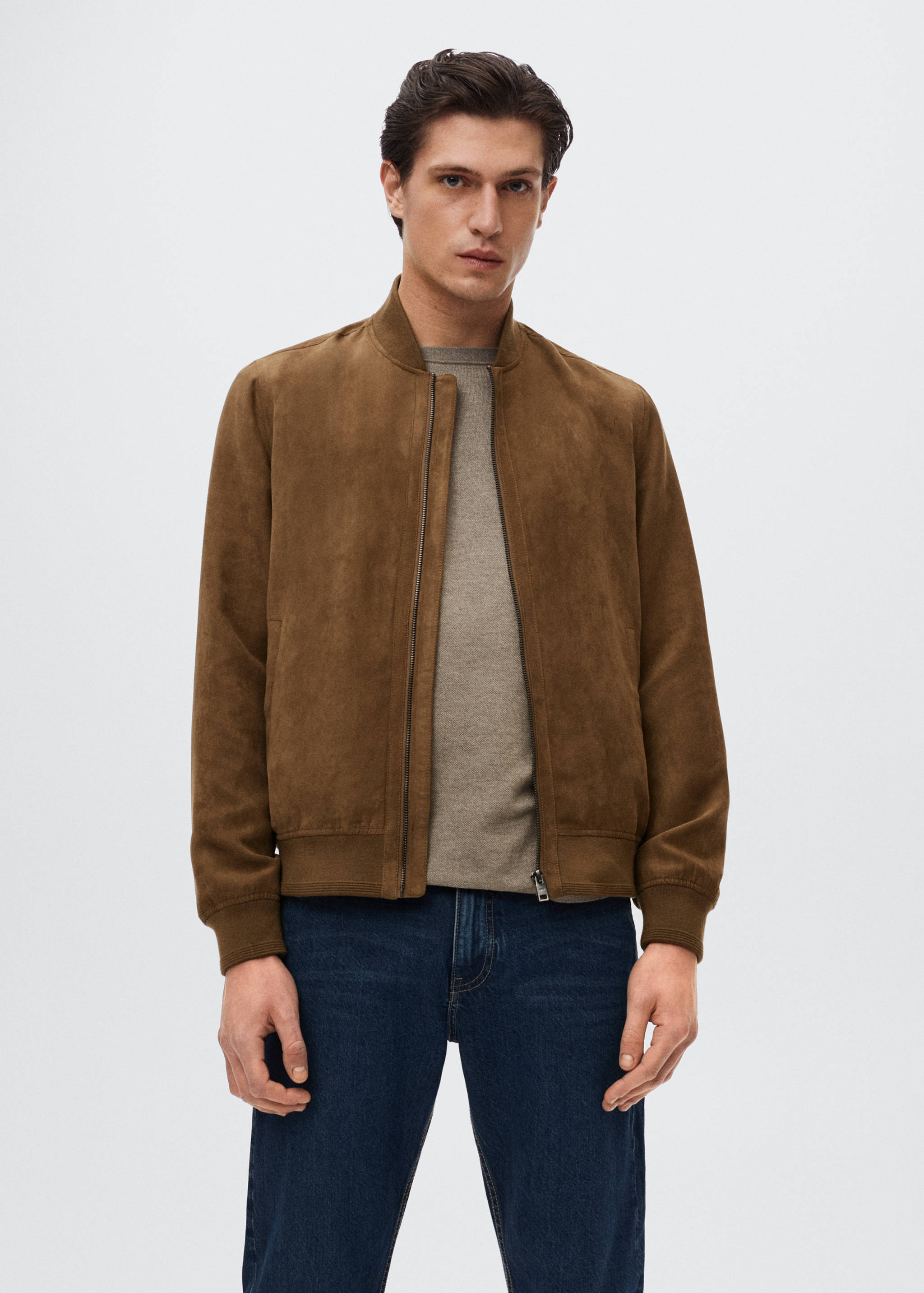Suede-effect bomber jacket - Medium plane