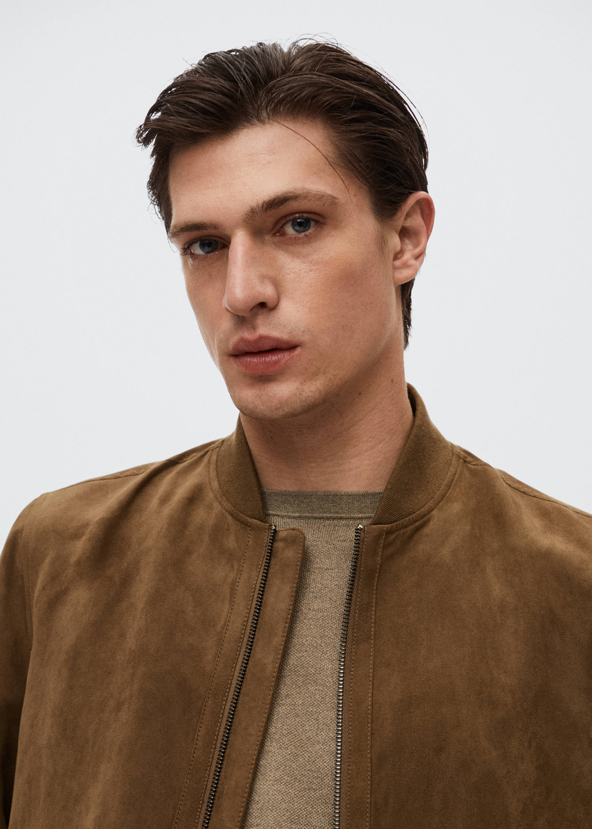 Suede-effect bomber jacket - Details of the article 1