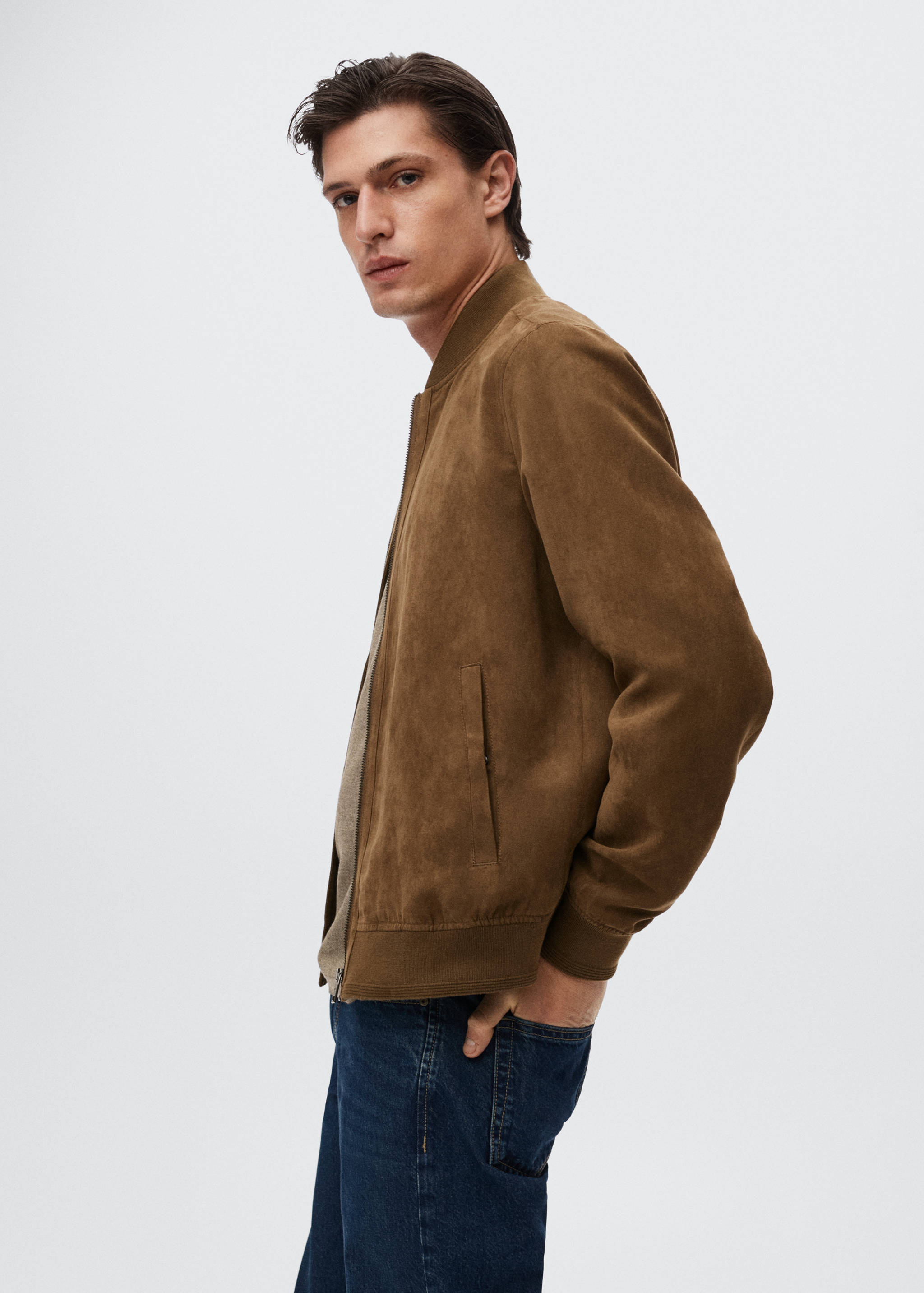 Suede-effect bomber jacket - Details of the article 2