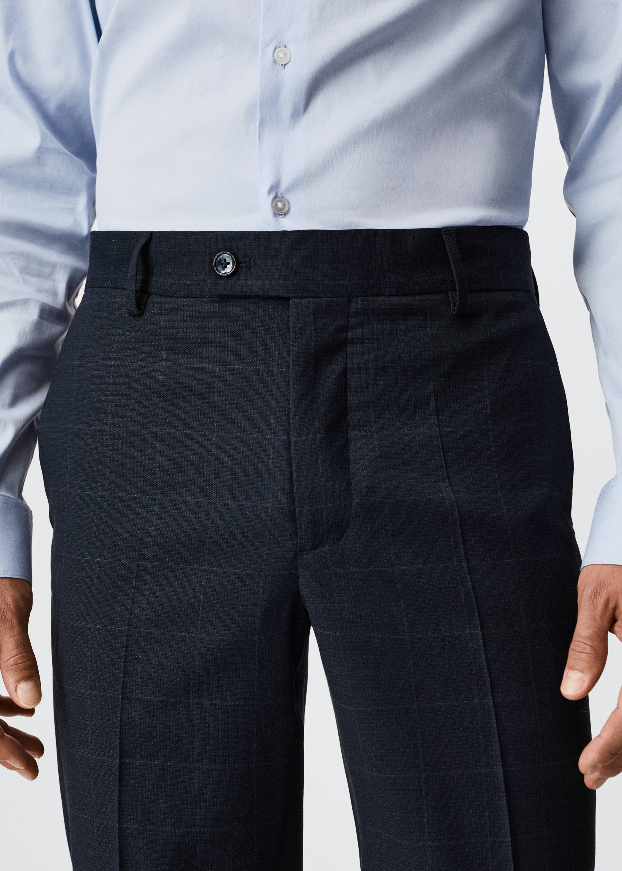 Slim fit check suit trousers - Details of the article 1