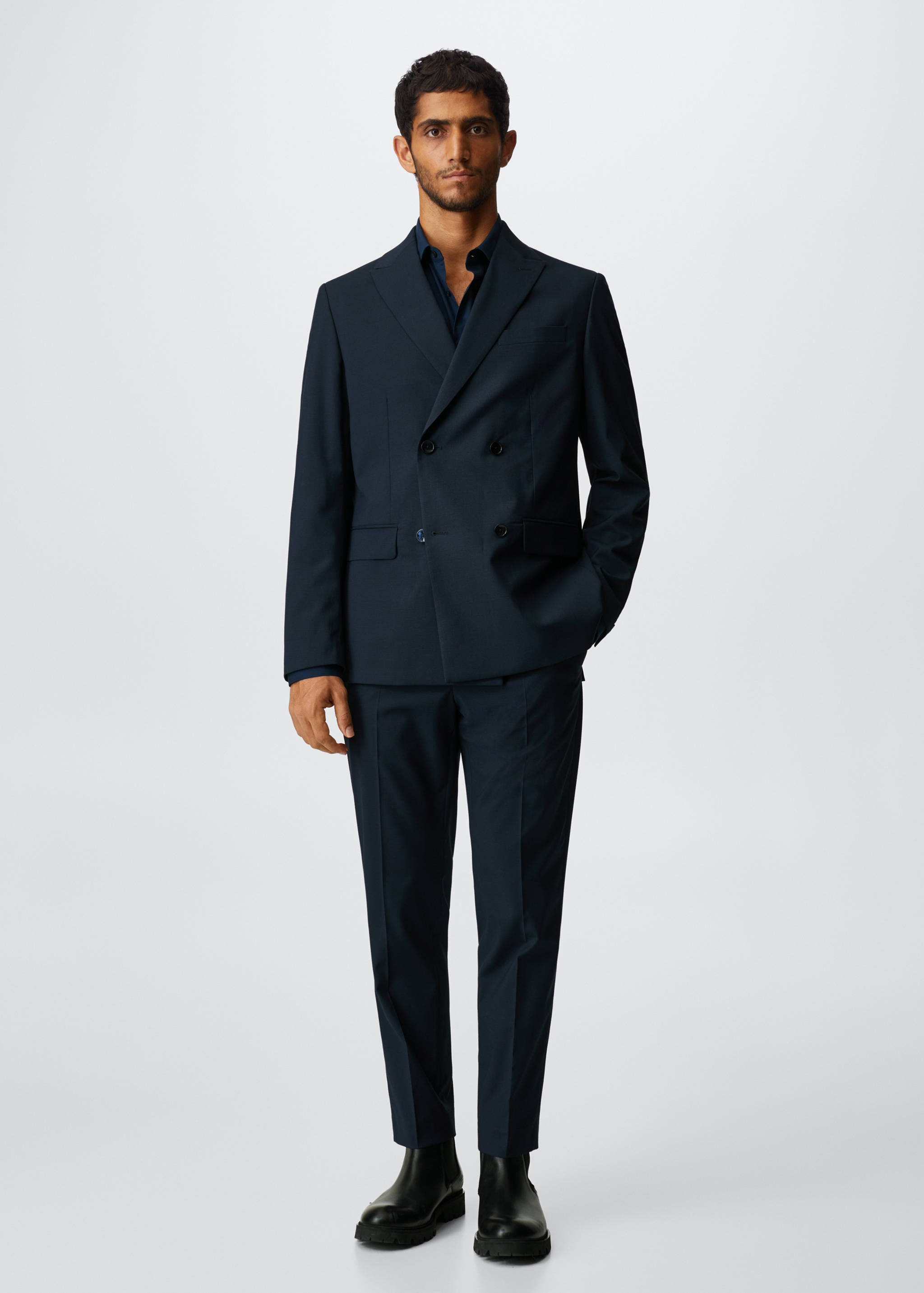 Slim fit double-breasted suit blazer - General plane