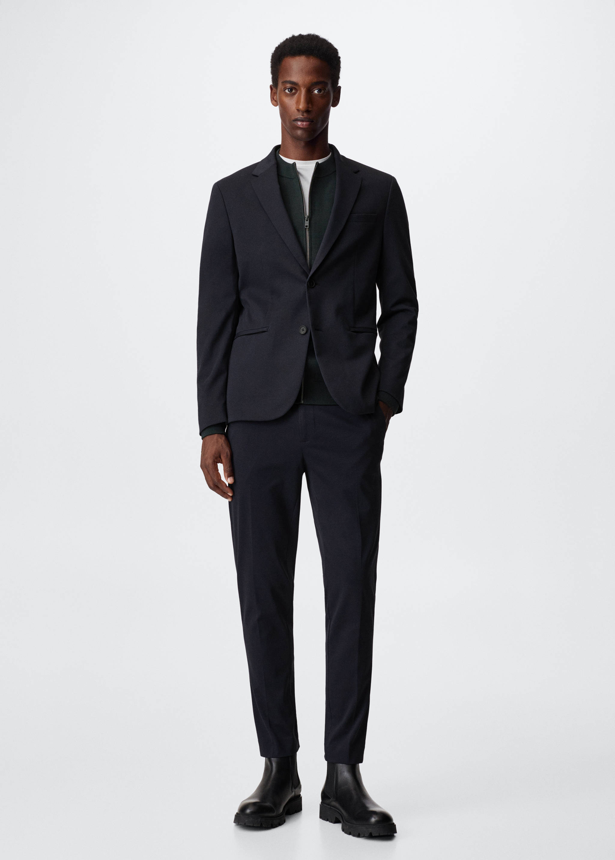 Slim-fit cotton suit jacket - General plane