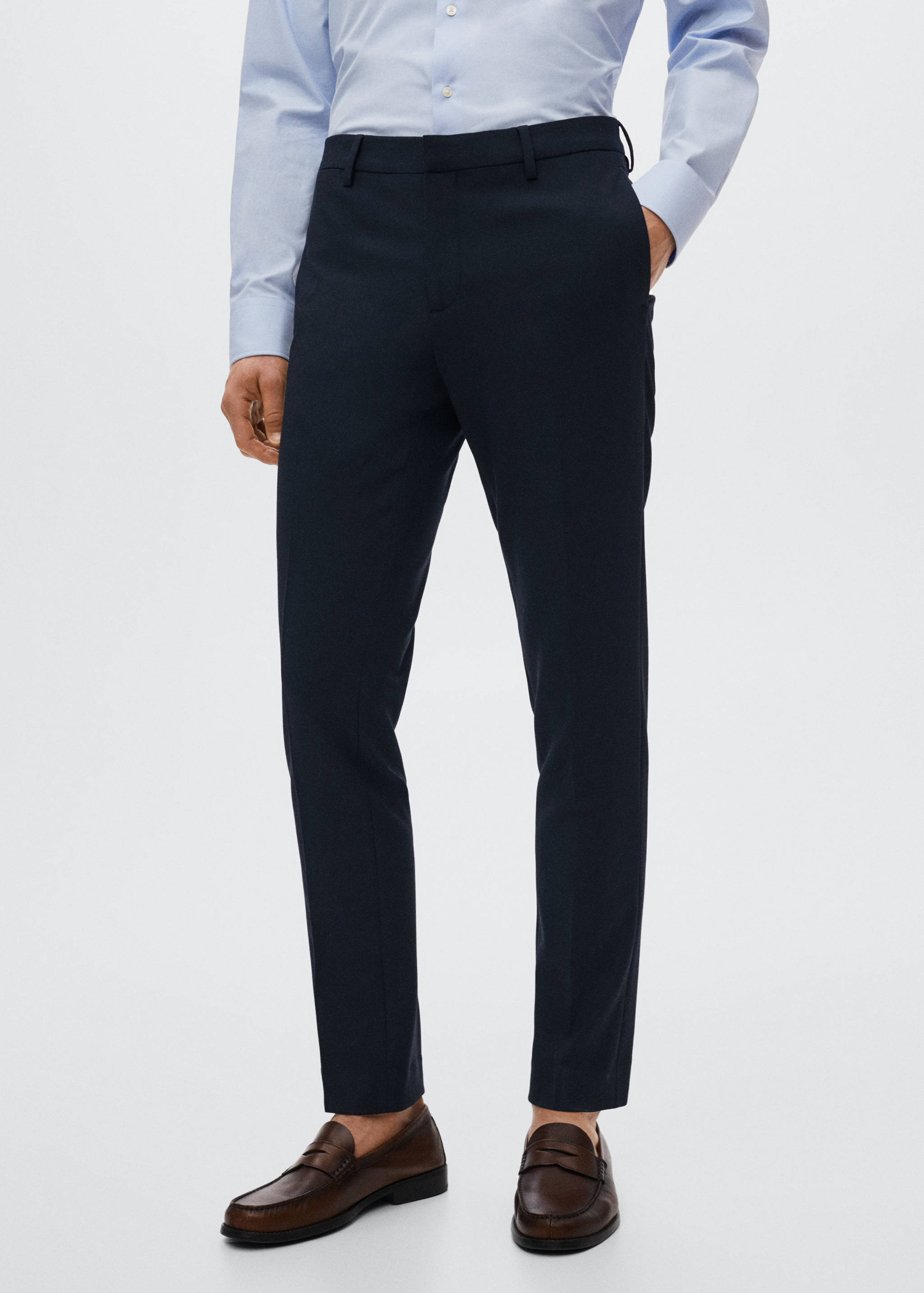 Super slim fit suit trousers - Medium plane