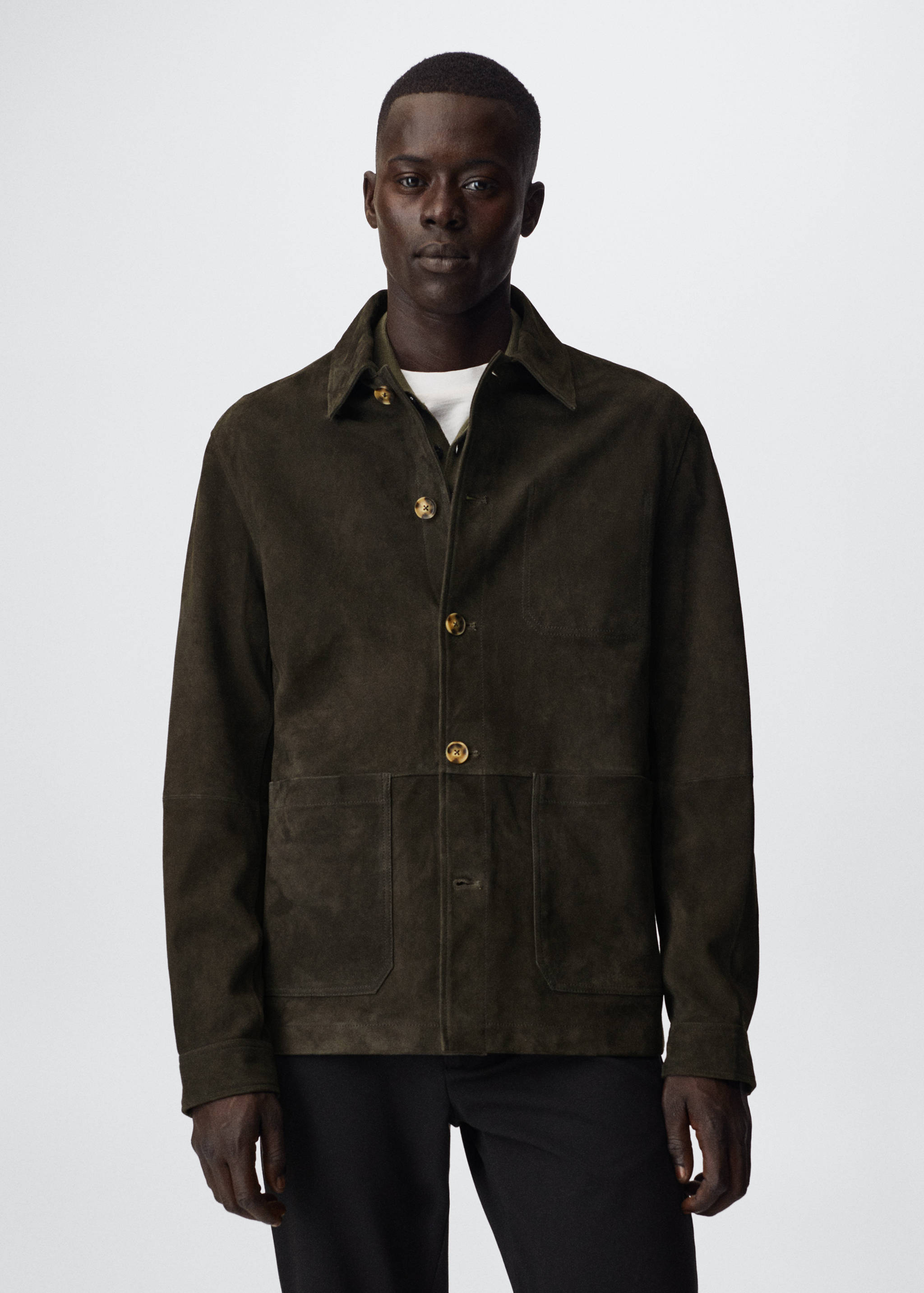 Suede overshirt with pockets - Medium plane