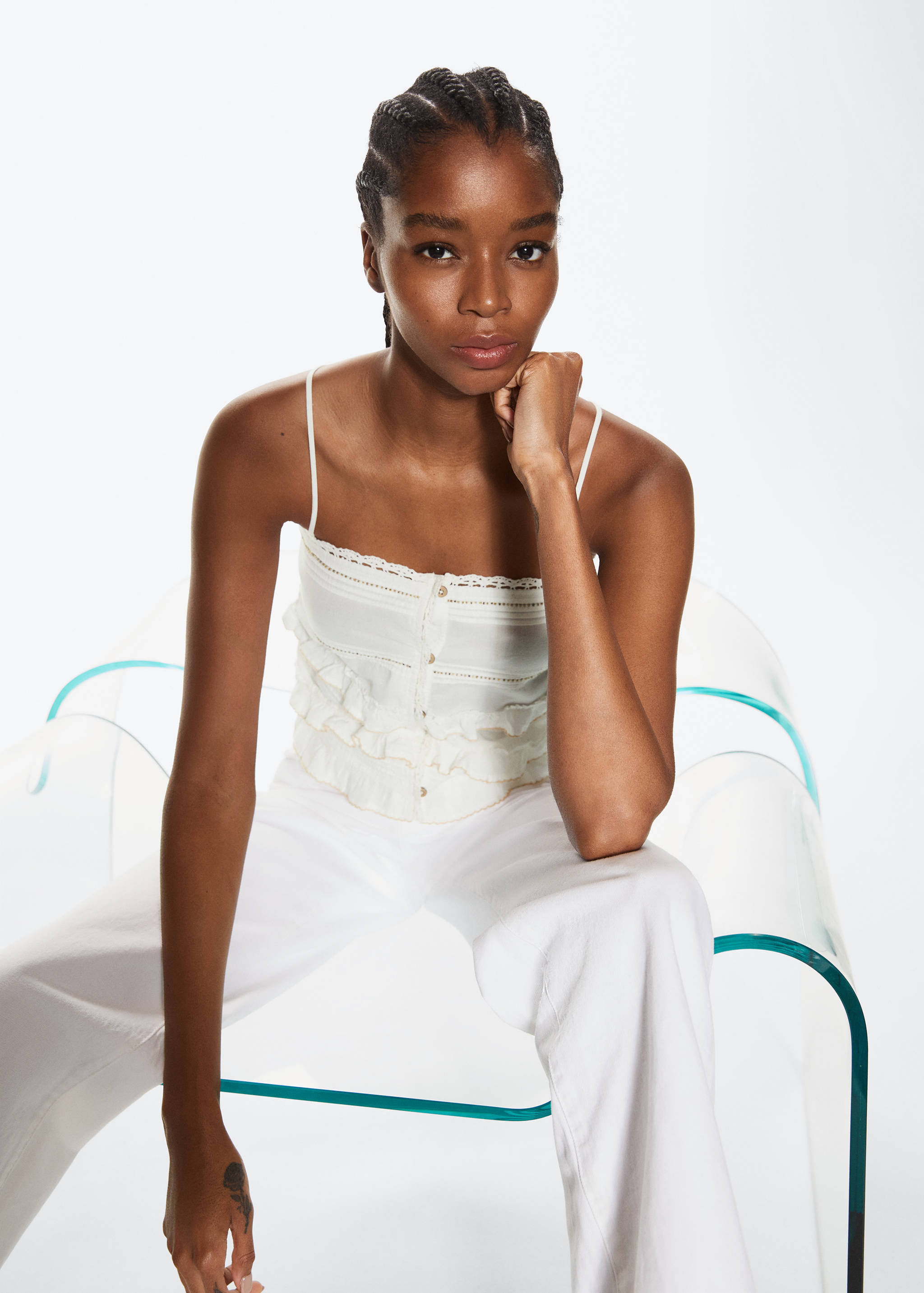 Ruffled cotton top - Details of the article 1