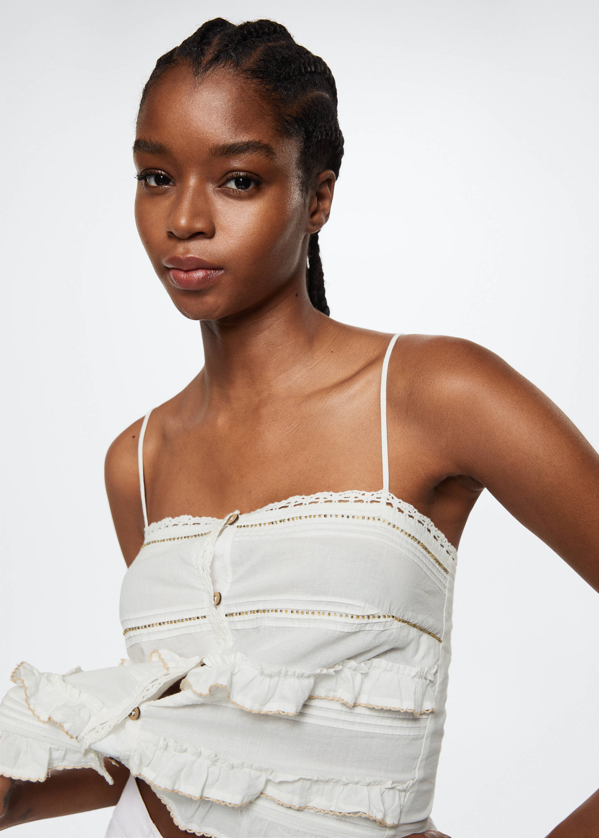 Ruffled cotton top - Details of the article 2