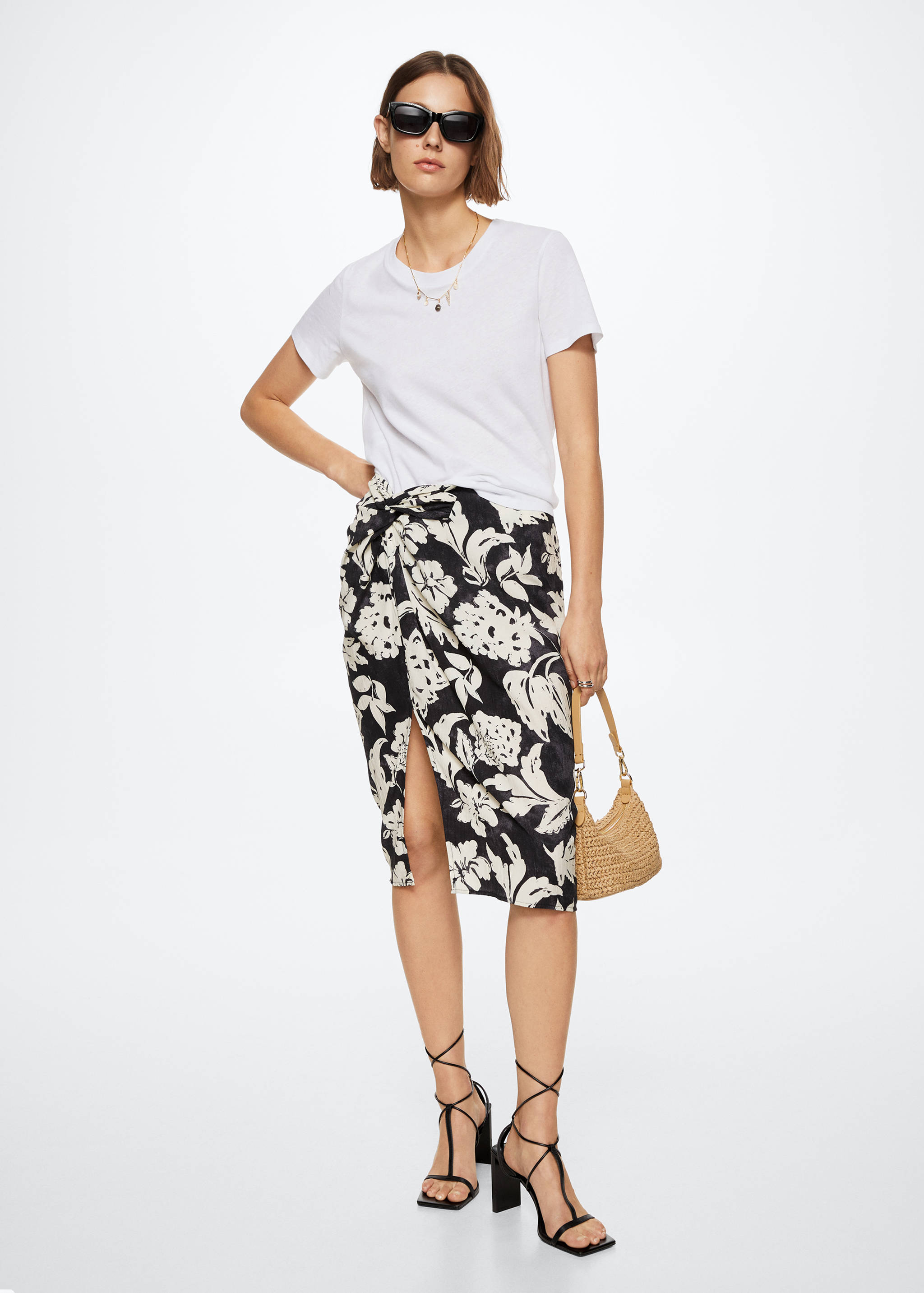 Slit floral skirt - General plane