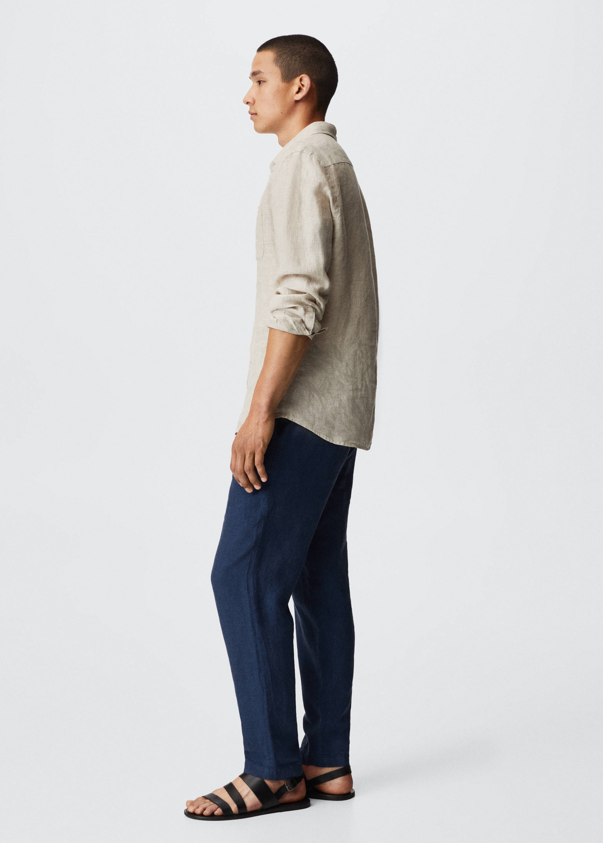 Slim fit-skjorta 100% linne - Detaljer om artikeln 2