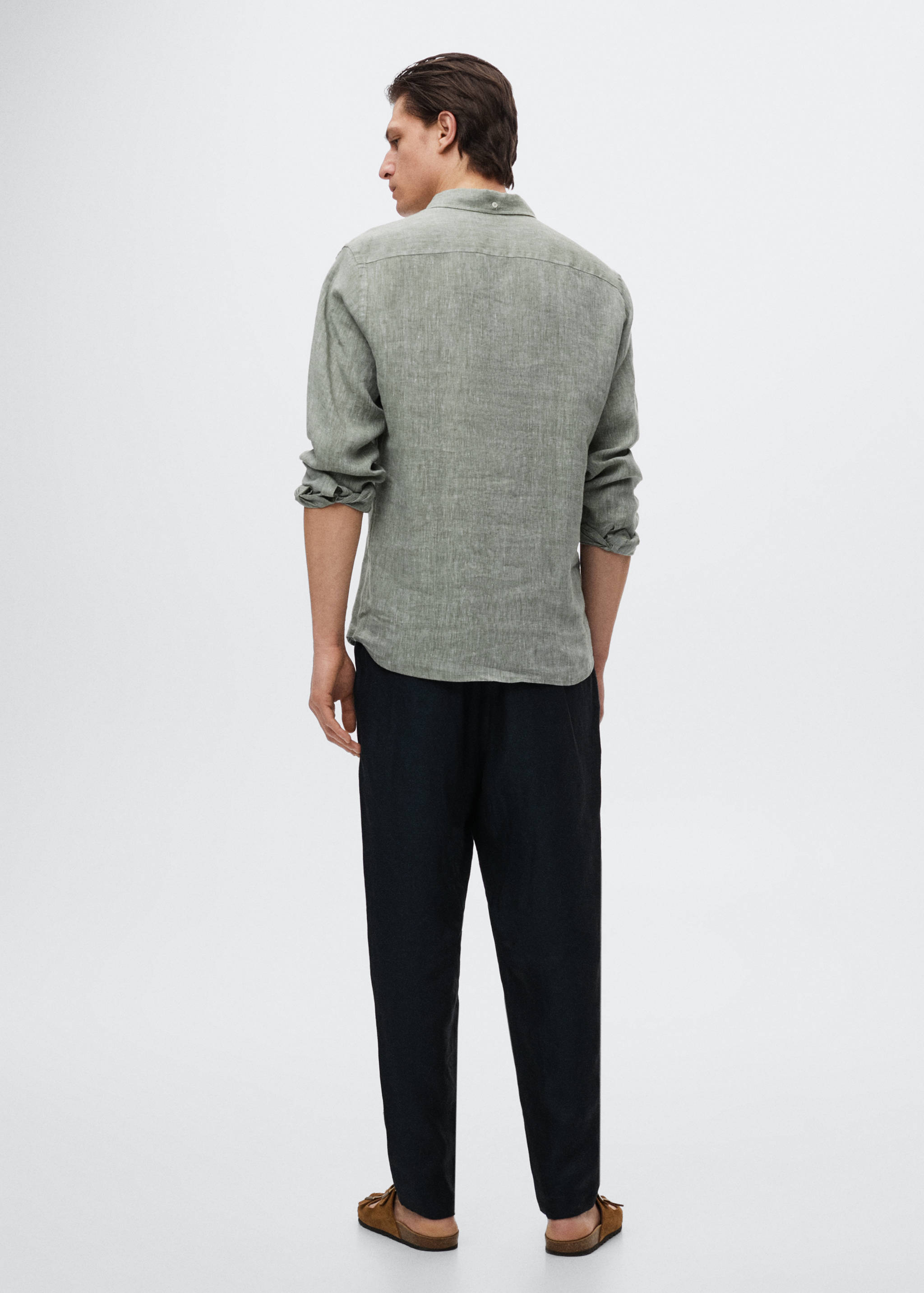 Slim fit-skjorta 100% linne - Artikelns baksida